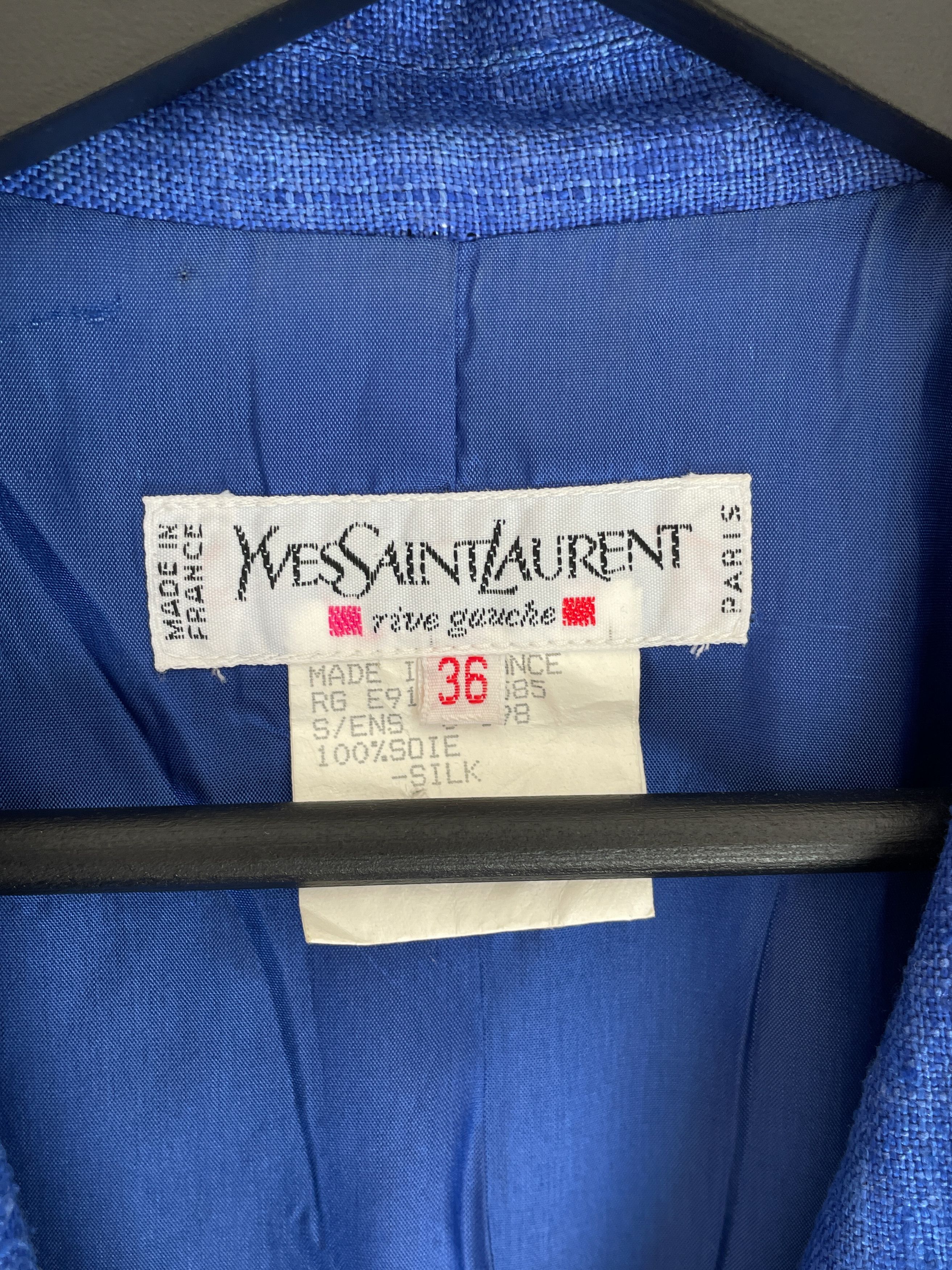 Yves Saint Laurent blue silk blazer Size XS / US 0-2 / IT 36-38 - 6 Thumbnail