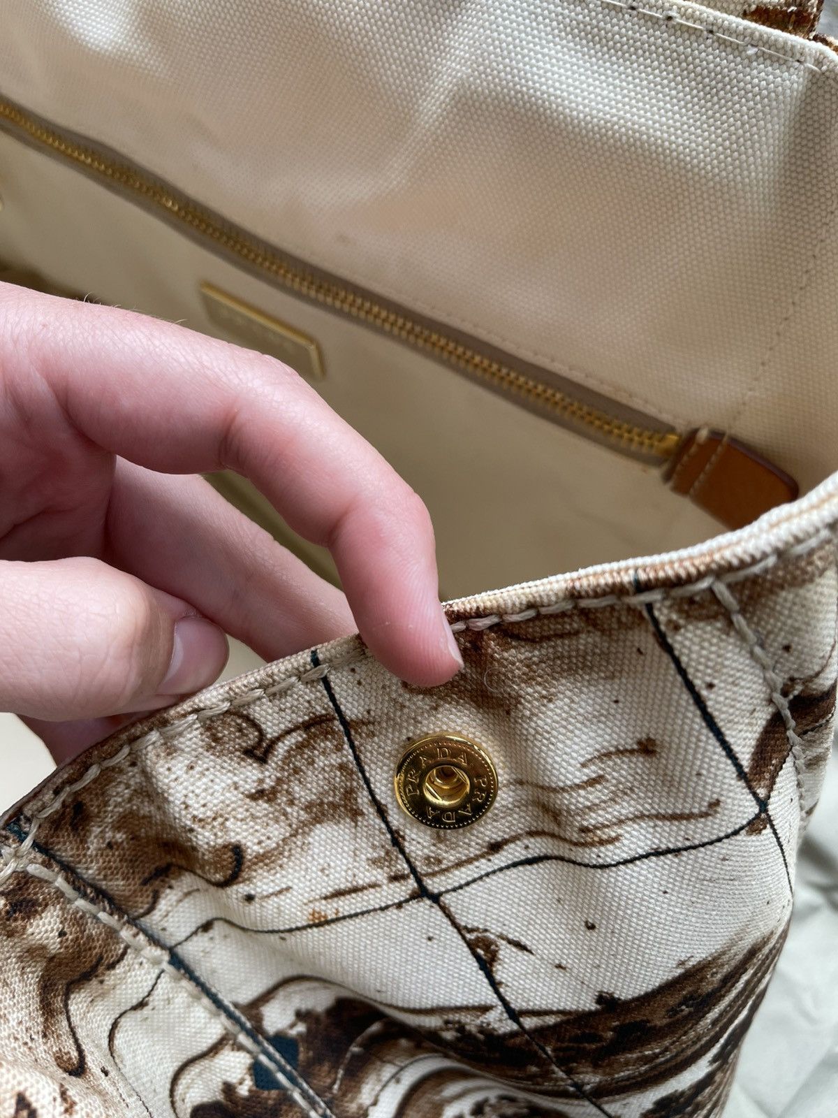 Prada Prada Mount Vesuvius Large Canapa Canvas Tote printed Size ONE SIZE - 11 Thumbnail