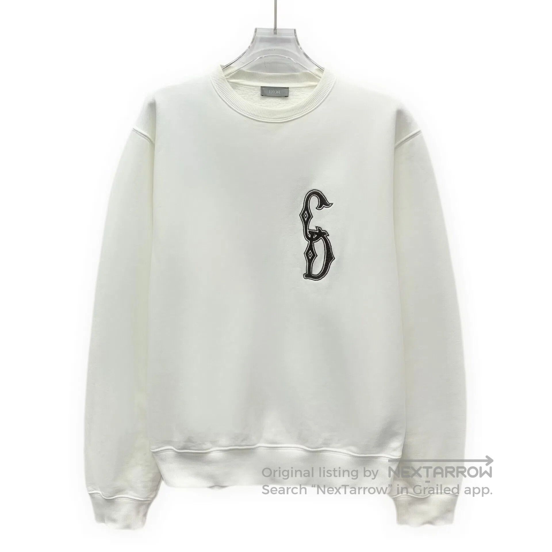 Dior Dior White letter embroidered cotton crew neck long-sleeve Size US S / EU 44-46 / 1 - 1 Thumbnail