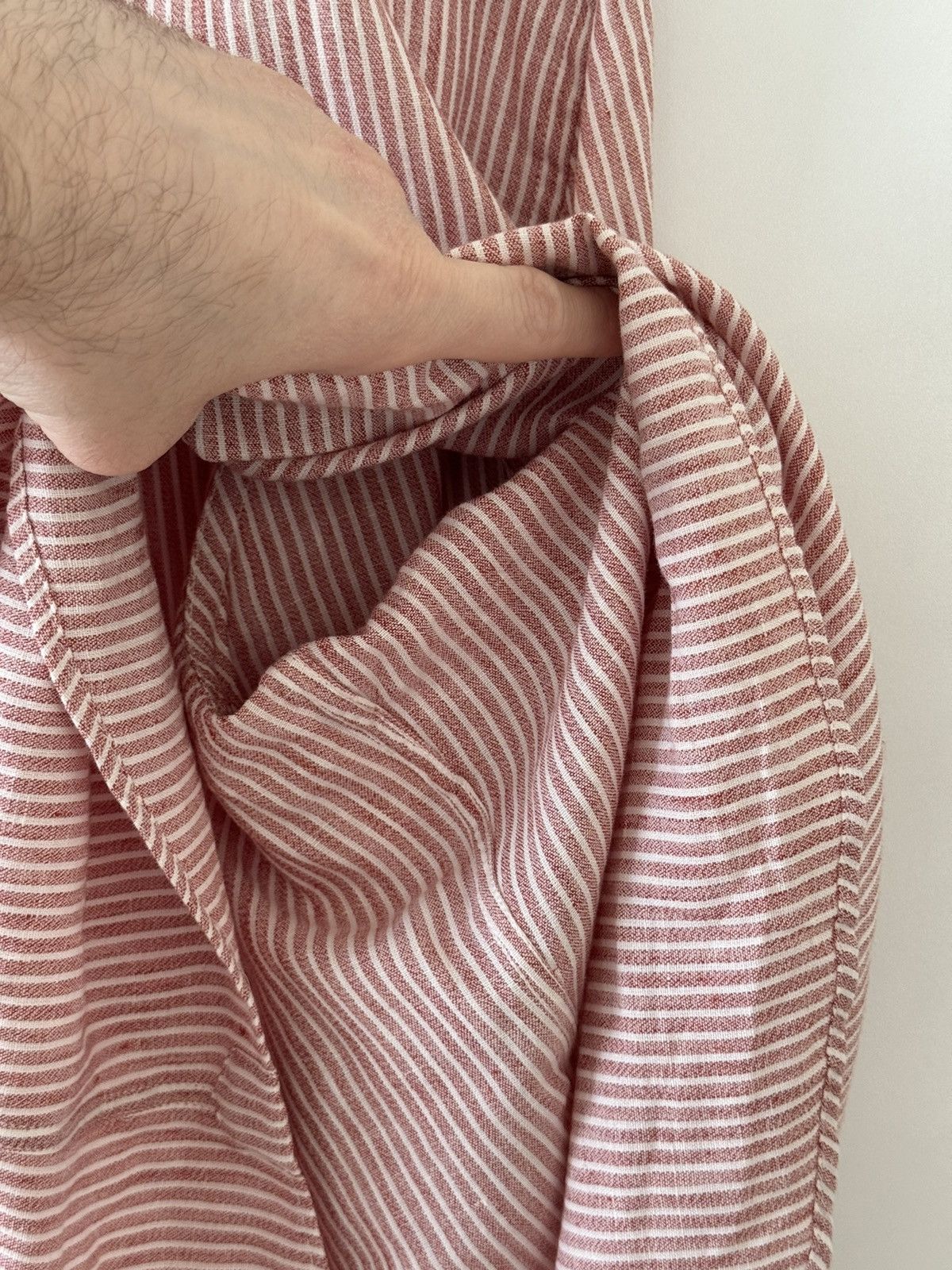 Brunello Cucinelli Red and White Striped Linen Leisure Fit XXXL Size US XXL / EU 58 / 5 - 19 Thumbnail