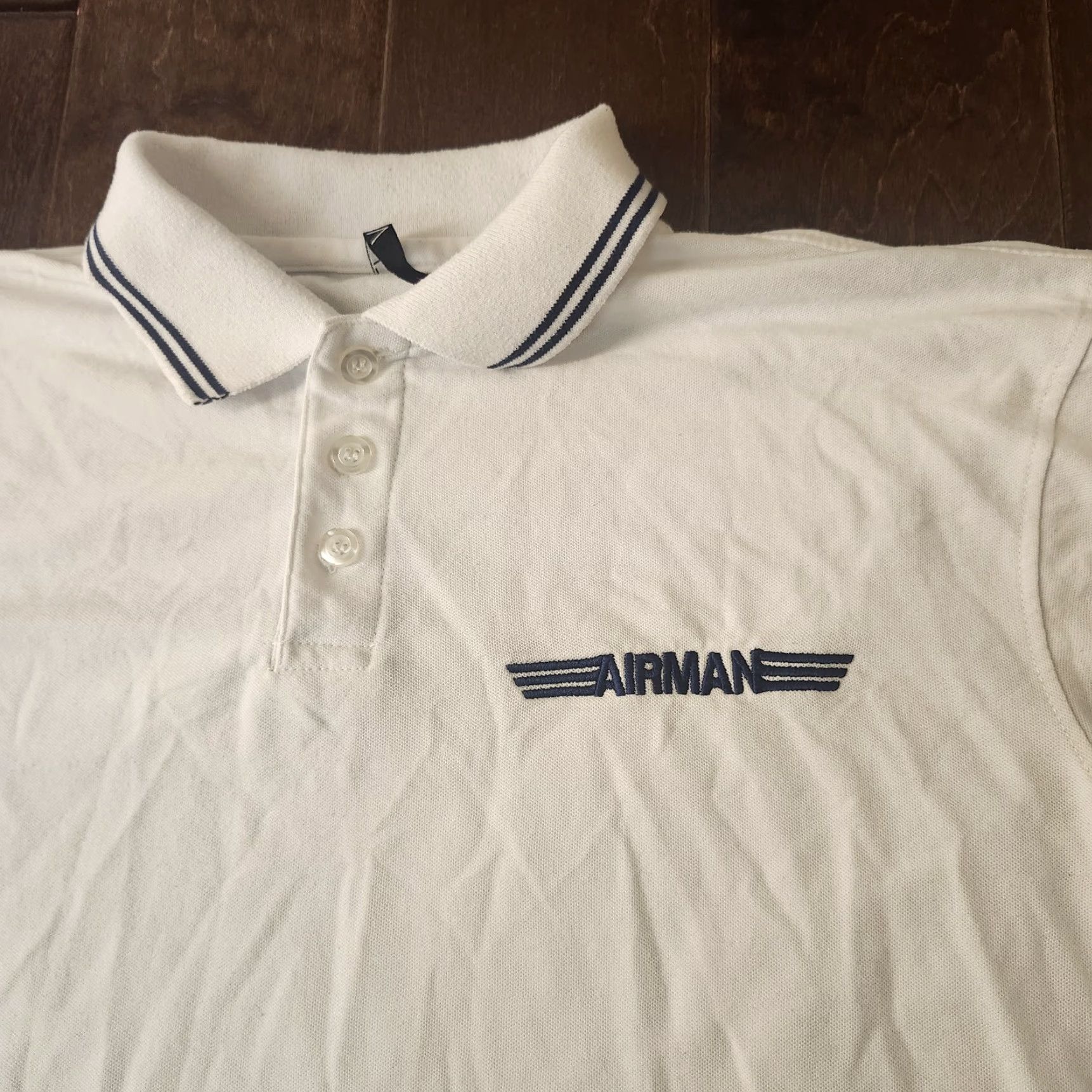 Vintage LADA Men's Polo Shirt White Embroidered Airman Military Casual Short Sleeve Regular Fit XS? Not applicable? Size US M / EU 48-50 / 2 - 6 Thumbnail