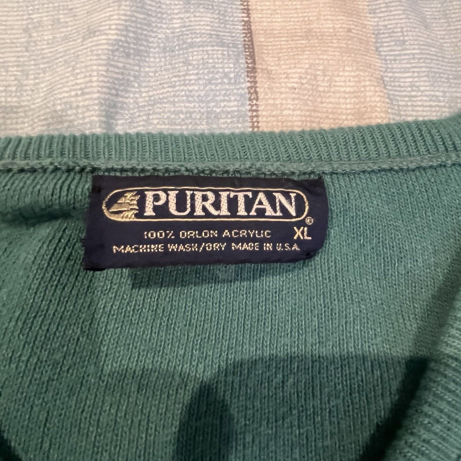 Puritan Puritan men's XL green v-neck 100% Orlon sweater made in USA Size US XL / EU 56 / 4 - 7 Thumbnail