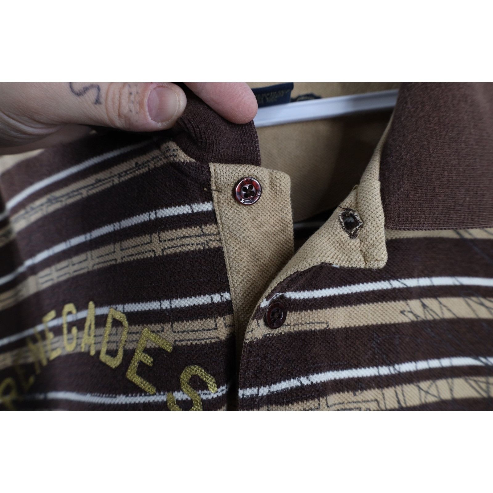 Marithe + Francois Girbaud × Vintage Vintage 90s Marithe Francois Girbaud Spell Out Striped Polo Size US XL / EU 56 / 4 - 9 Thumbnail