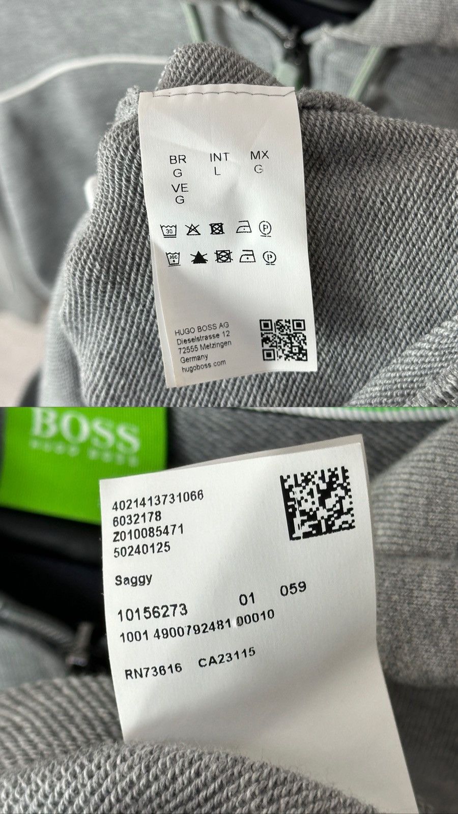 Hugo Boss Hugo Boss Saggy Grey Long Sleeve Logo Cotton Men’s Hoodie Size US L / EU 52-54 / 3 - 12 Thumbnail