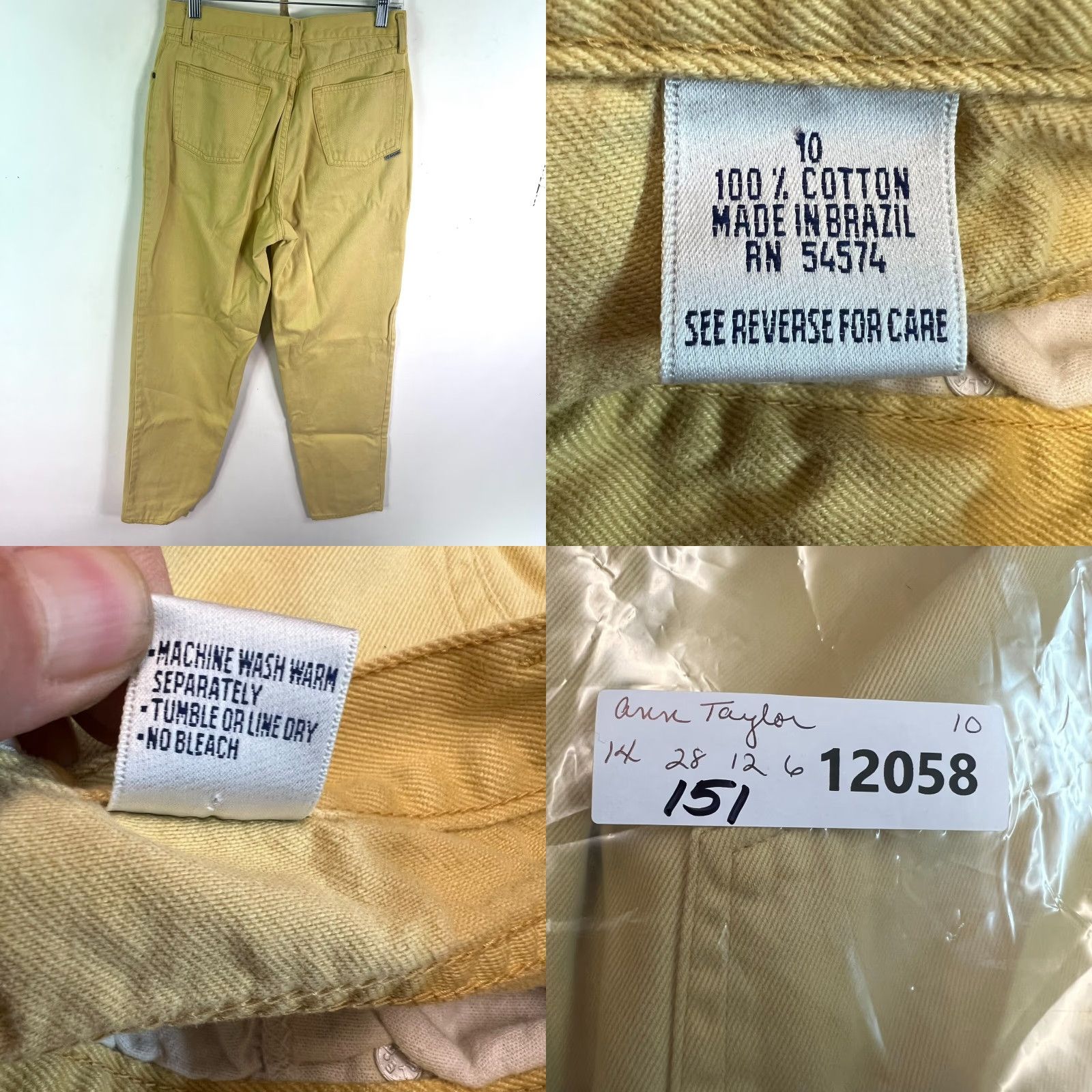 Ann Taylor VINTAGE Ann Taylor Jeans Women Size 10 Yellow Denim High Rise Tapered 90s Womens Size 32" / US 10 / IT 46 - 8 Thumbnail