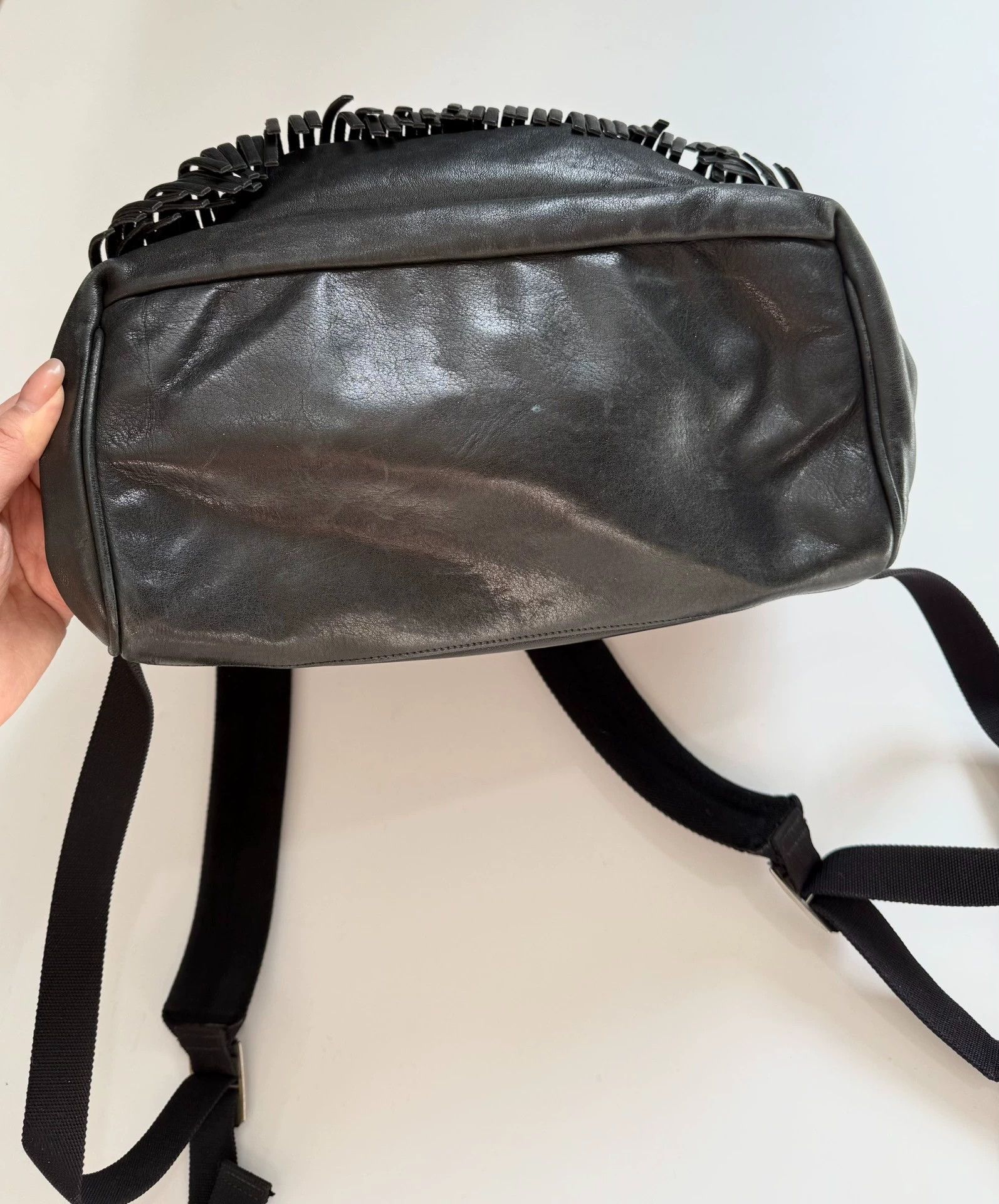Saint Laurent Paris Saint Laurent SLP Fringe Leather Backpack Black Brown Waxed Size ONE SIZE - 7 Thumbnail