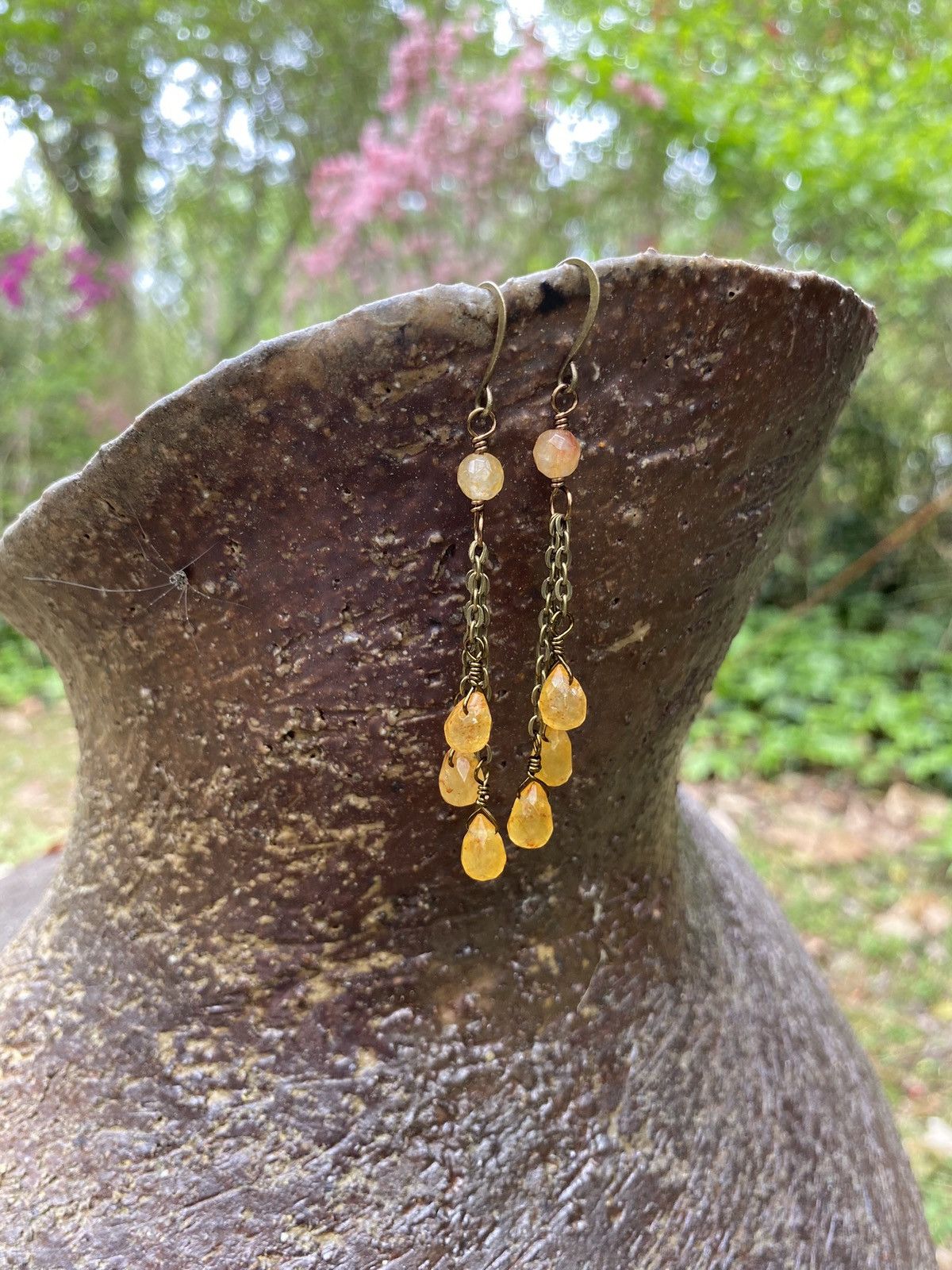 Handmade Honey Jade Dangle Earrings Size ONE SIZE - 2 Thumbnail
