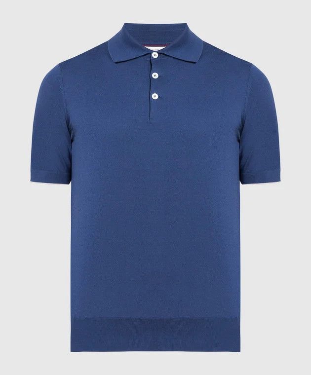 image of Brunello Cucinelli O1W1Db10524 Polo T-Shirt In Blue, Men's (Size XL)