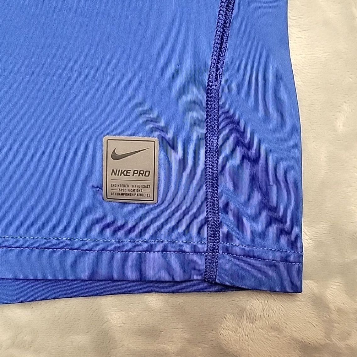 Nike Nike Pro Shirt Mens 2XL Blue TEE Athletic Dri Fit Short Sleeve Crew Neck Polyester Blend Logo Size US XXL / EU 58 / 5 - 3 Thumbnail