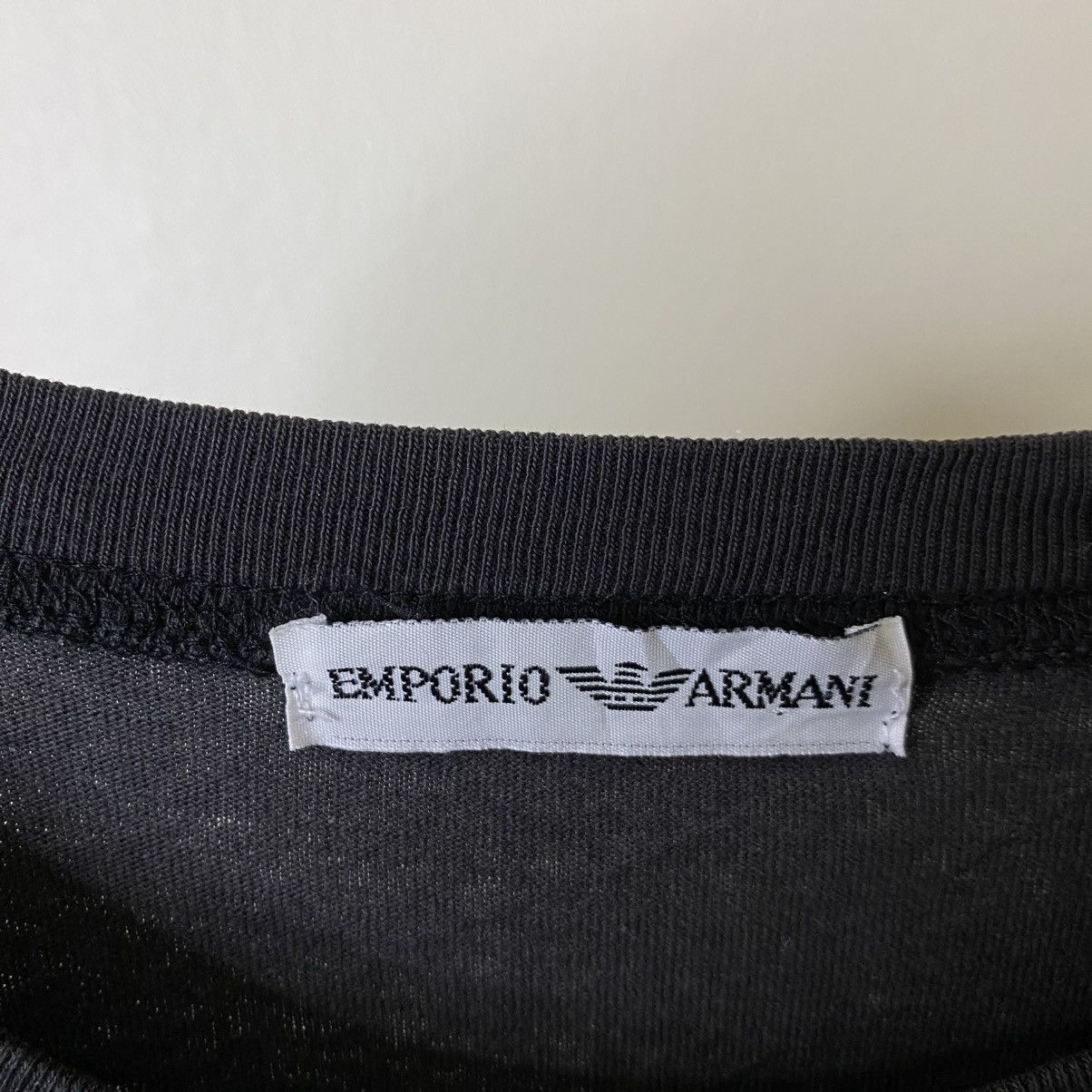 Emporio Armani Vintage 90s Emporio Armani OG Logo Faded Black Tshirt Size US M / EU 48-50 / 2 - 3 Thumbnail
