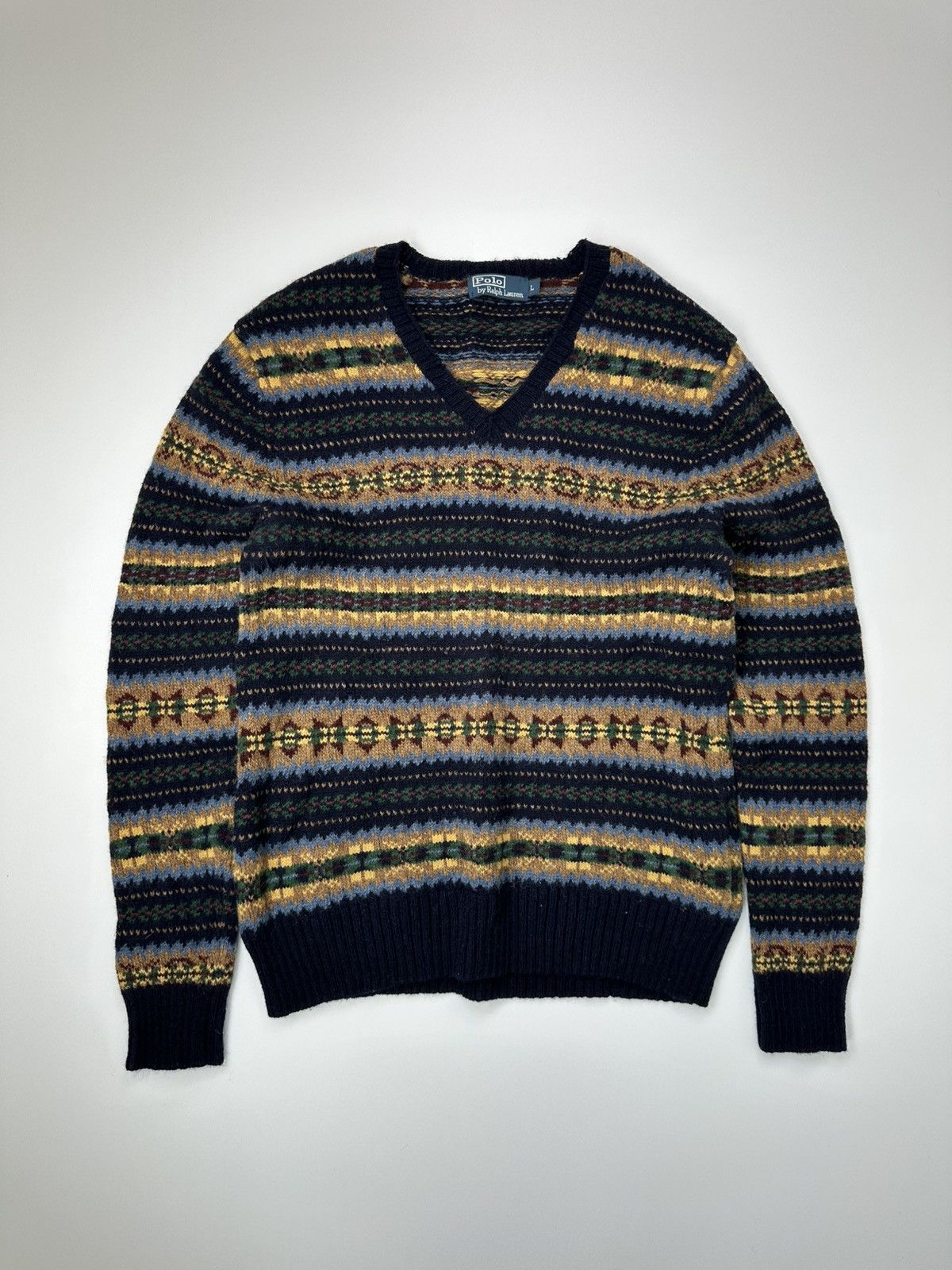Polo Ralph Lauren Polo Ralph Lauren Wool Sweater V-Neck Fair Isle Size US L / EU 52-54 / 3 - 1 Thumbnail