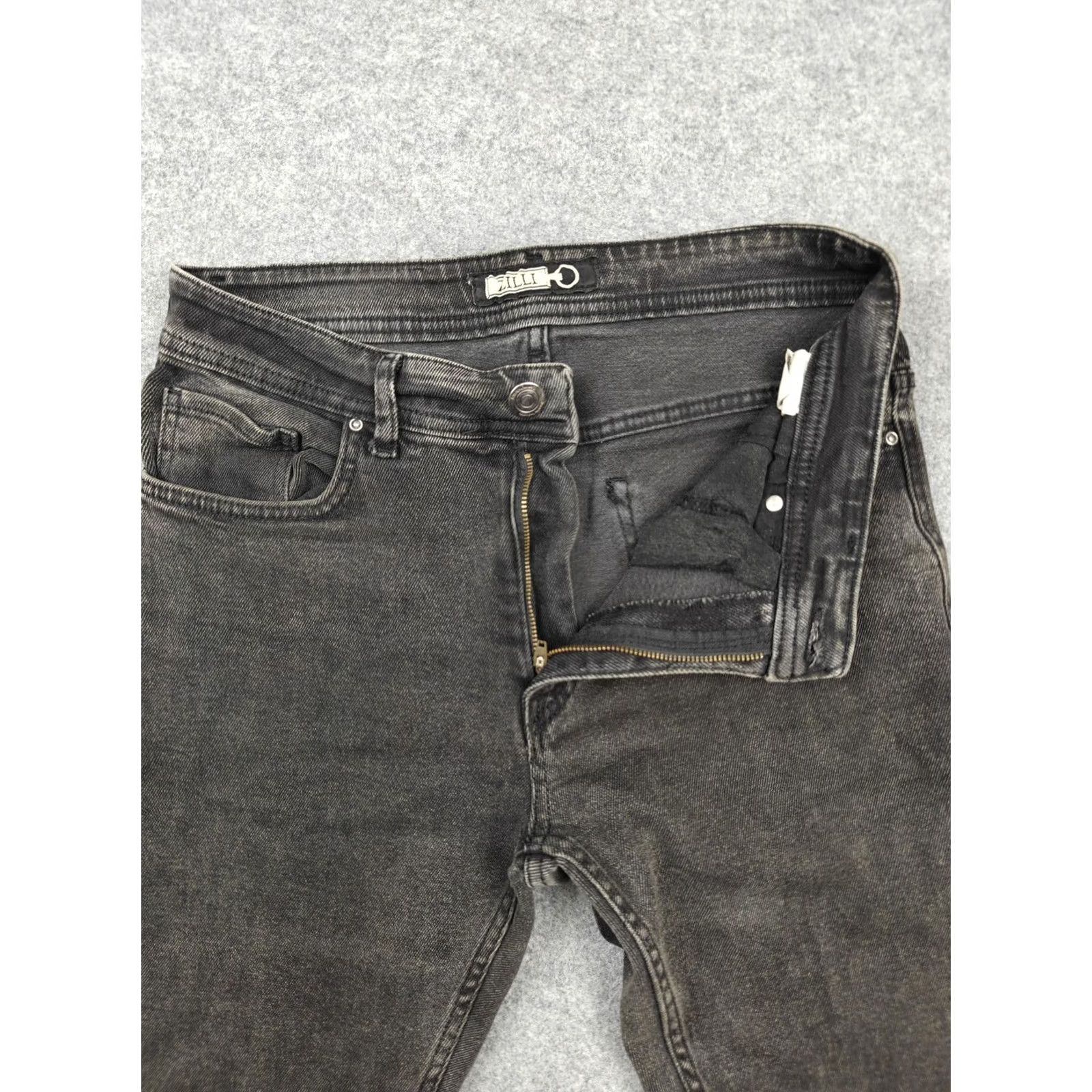Denime Zilli 1148 Jeans Mens 29x31 Gray Charcoal Wash Slim Skinny Denim Cotton Pants Size US 29 - 3 Thumbnail