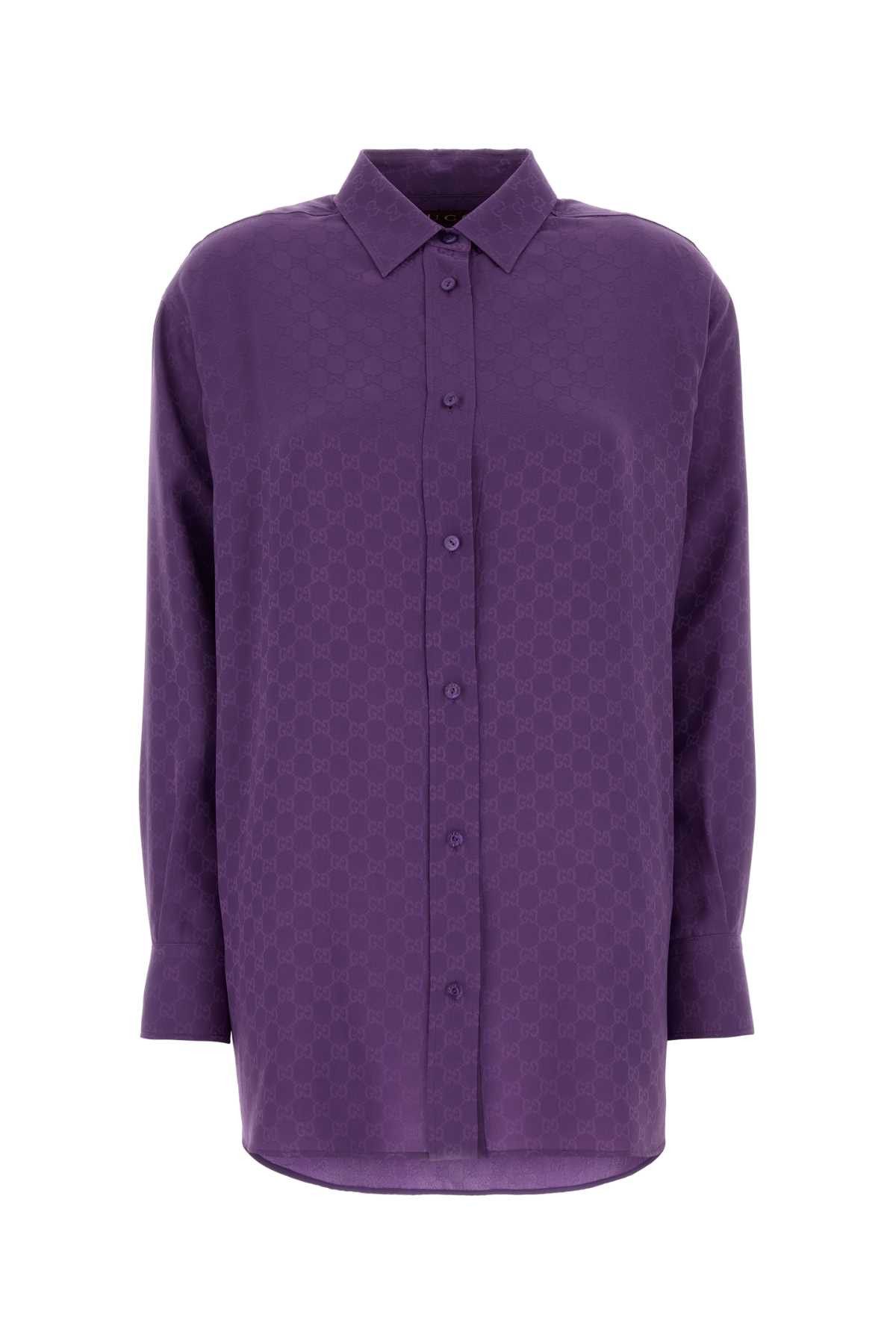 Gucci Purple Silk Oversize Shirt Size S / US 4 / IT 40 - 1 Thumbnail