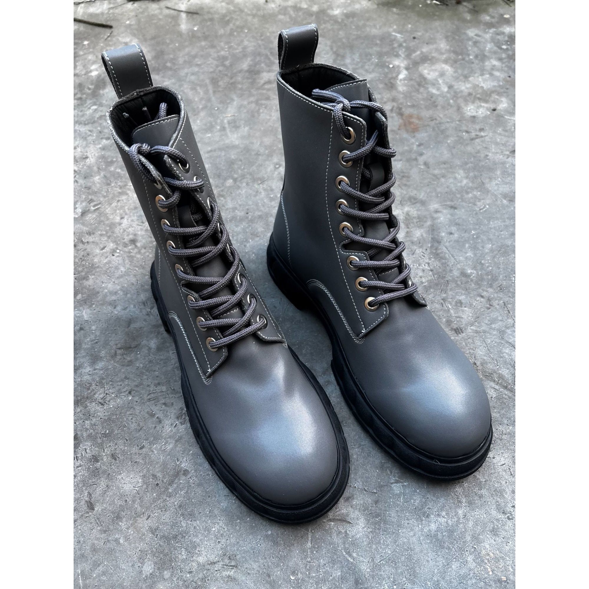 Viron 1992 Sustainable Grey Combat Boots Size 39 Brand Unrel