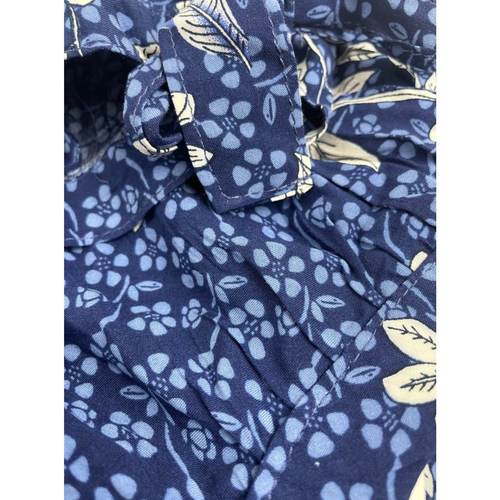 Vintage Ellos Short Dress Women's Size 14 Blue Floral Above Knee Sleeve Hem Tie Boatneck Shirt Dress Womens Size 36" / US 14 / IT 50 - 5 Thumbnail