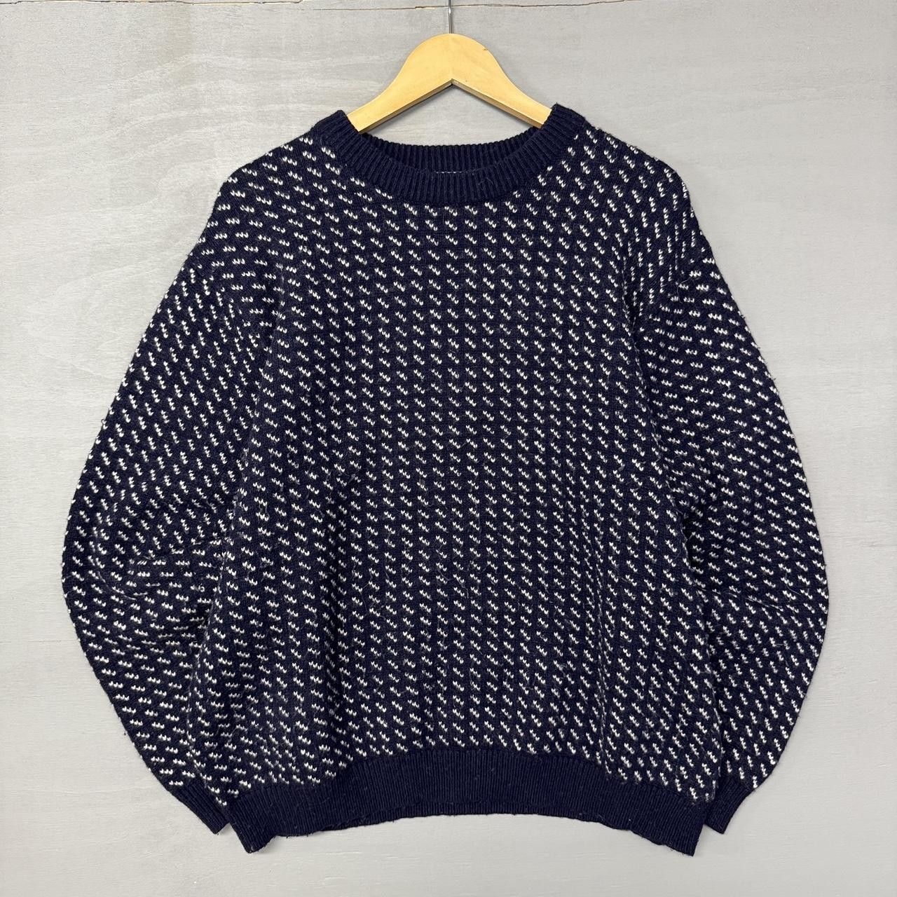 L.L. Bean L.L.Bean Birds Eye Retro Lambs Wool Sweater Men’s XL Reg Size US XL / EU 56 / 4 - 1 Thumbnail