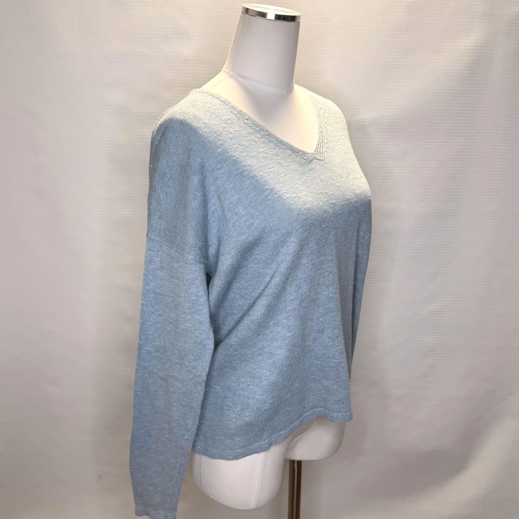Eileen Fisher Eileen Fisher Sweater Womens Medium Blue Organic Cotton Linen V-Neck Pullover Size M / US 6-8 / IT 42-44 - 2 Thumbnail
