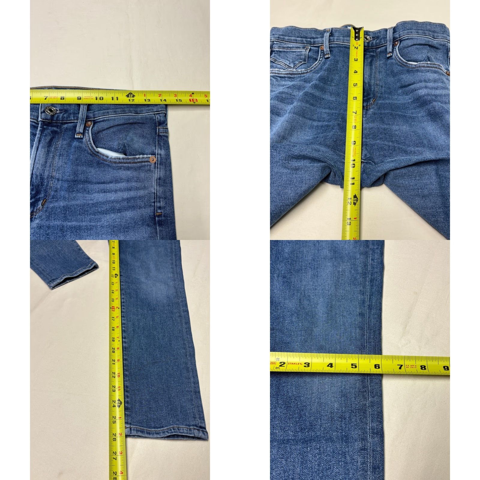 Agolde AGOLDE Jeans Women Medium Blue Denim Zip Button 5-Pocket Slim Rise Mid 27 Waist 27x26 Skinn y Crop Distressed Casual Type: Jeans Size 27" / US 4 / IT 40 - 8 Thumbnail
