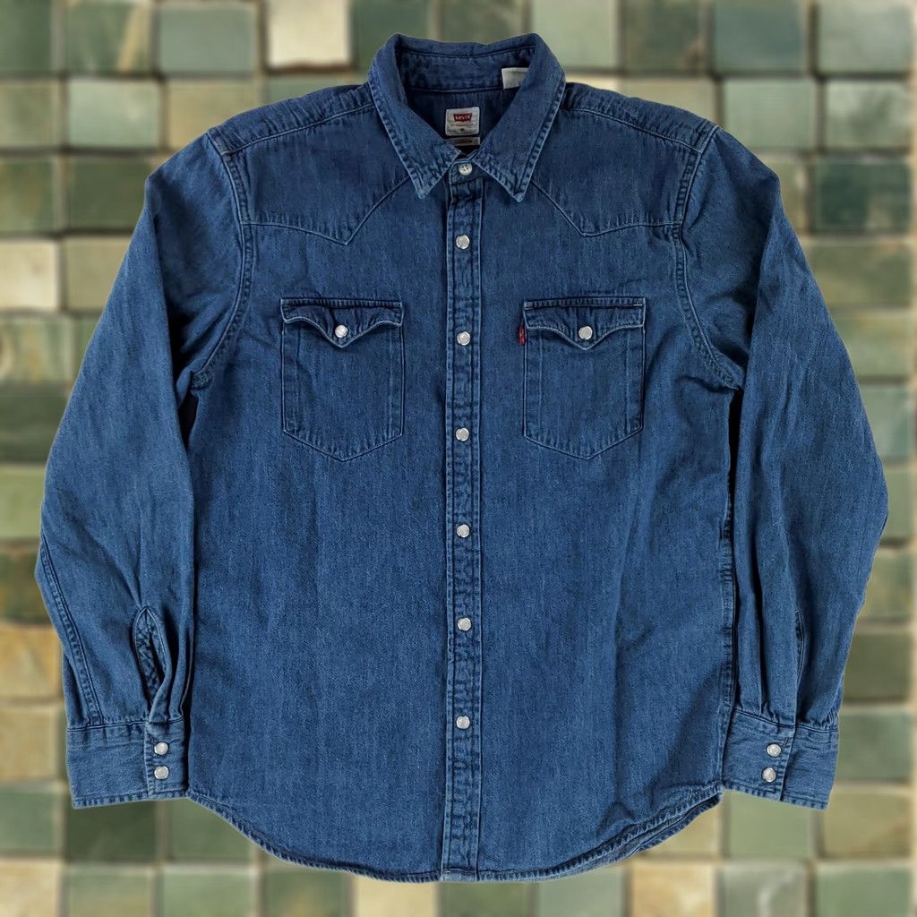 Levi's Levi's Shirt Western Pearl Snap Long Sleeve Standard Blue Mens M Size US M / EU 48-50 / 2 - 1 Thumbnail