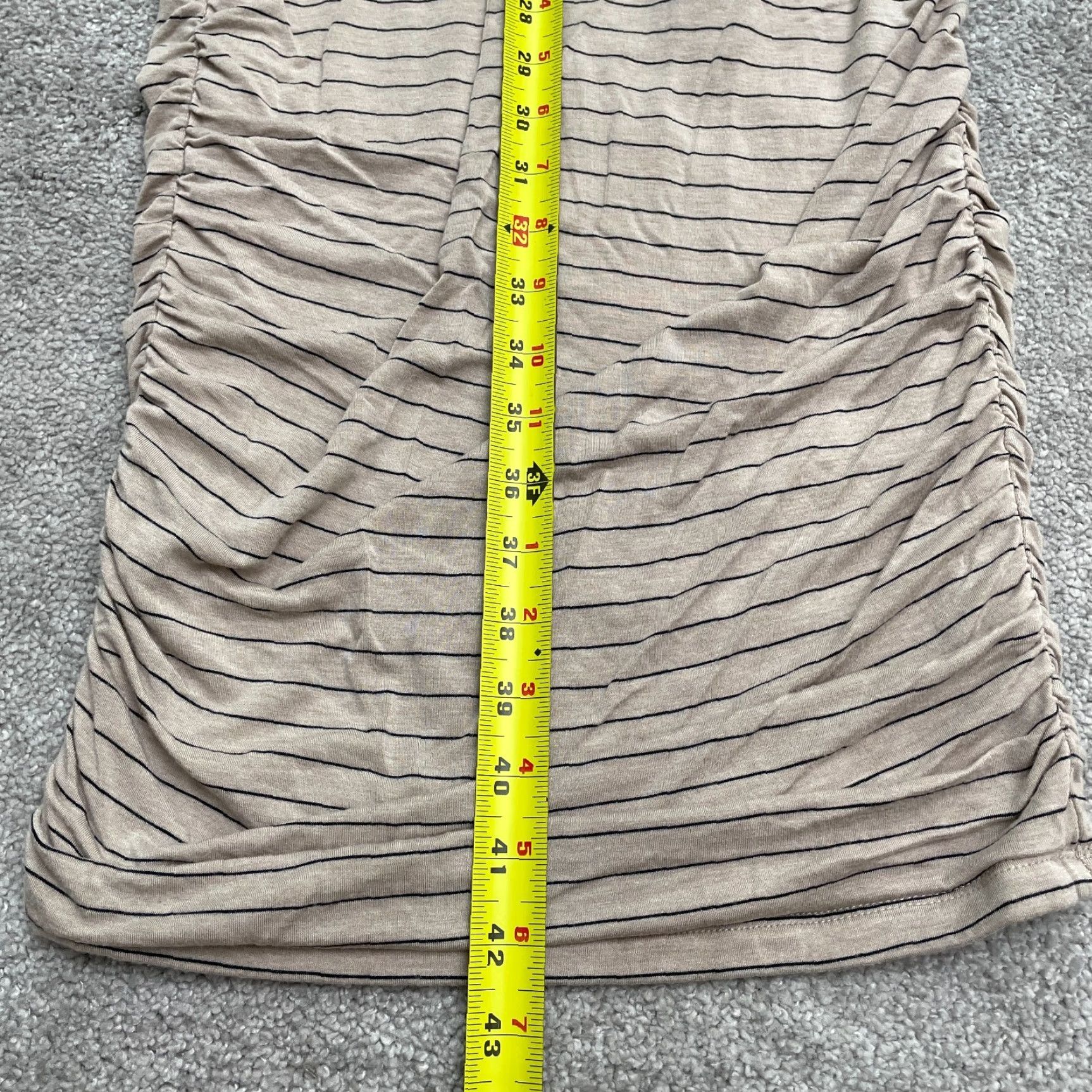 Prana VINTAGE Prana Bodycon Midi Dress Womens Medium Short Sleeve Striped Beige Stretch Casual Size M / US 6-8 / IT 42-44 - 7 Thumbnail