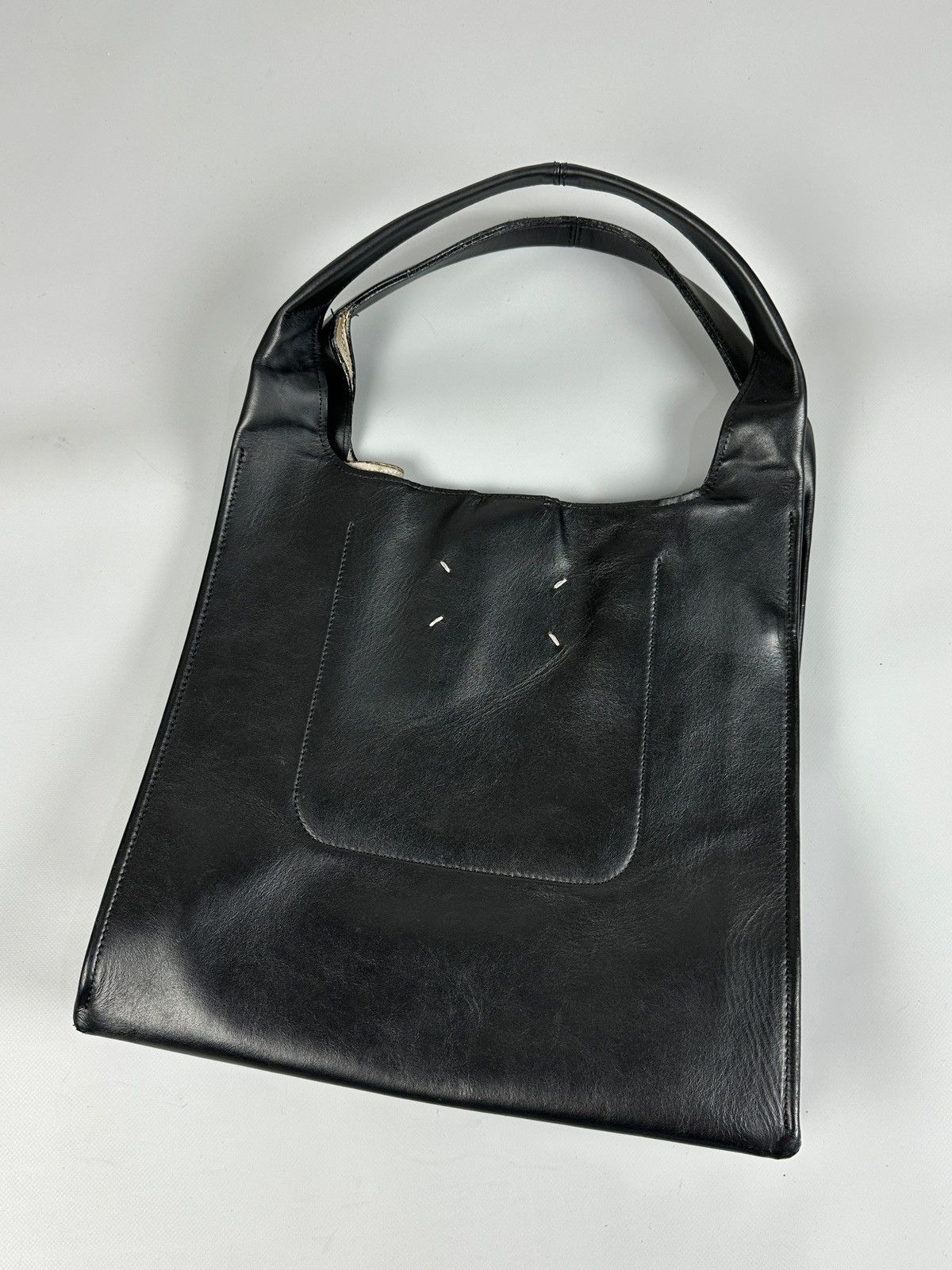 Maison Margiela Black fake leather tote bag (small) MM6