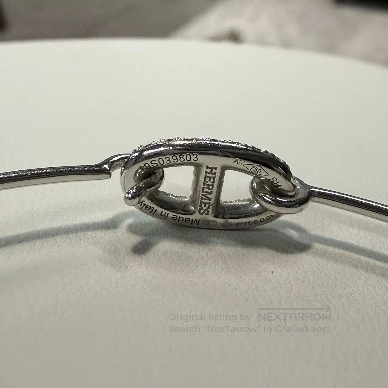Hermes Hermes Full Diamond Pig Nose Platinum Bangle. Size ONE SIZE - 4 Thumbnail