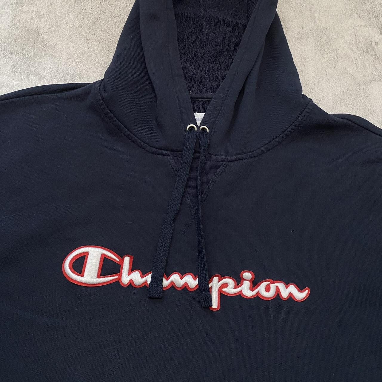 Champion Navy Champion hoodie with Streetwear rap hip hop vintage y2k Size US L / EU 52-54 / 3 - 3 Thumbnail