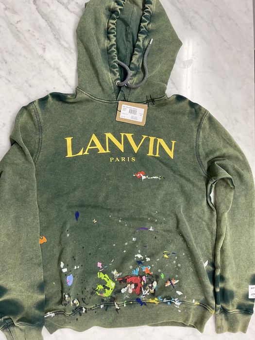 Lanvin GALLERY DEPT X LANVIN PAINTED GREEN LOGO HOODIE | Grailed