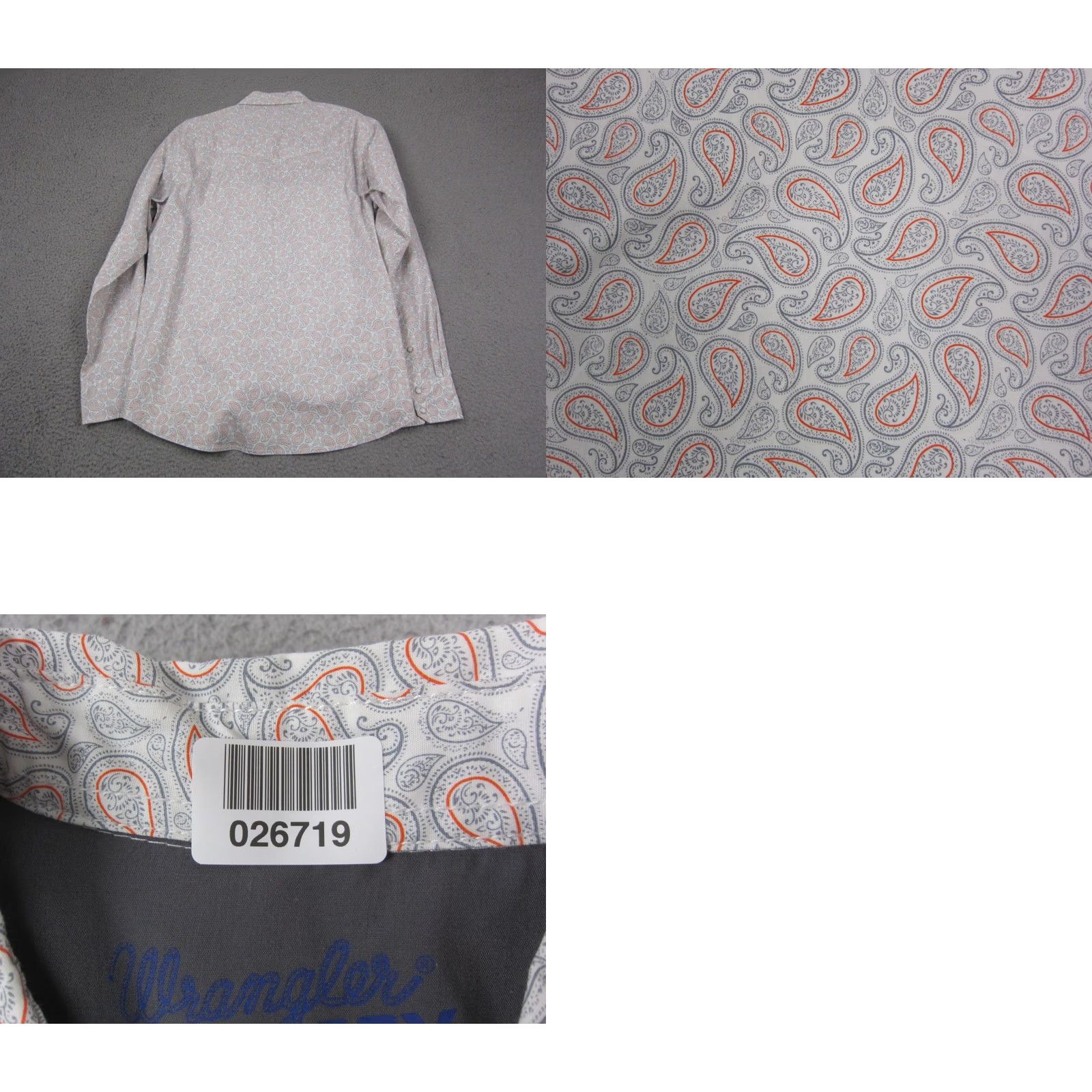 Wrangler Wrangler Shirt Mens L White Gray Paisley Snap Western Cowboy 20X Colorful Size US L / EU 52-54 / 3 - 8 Thumbnail