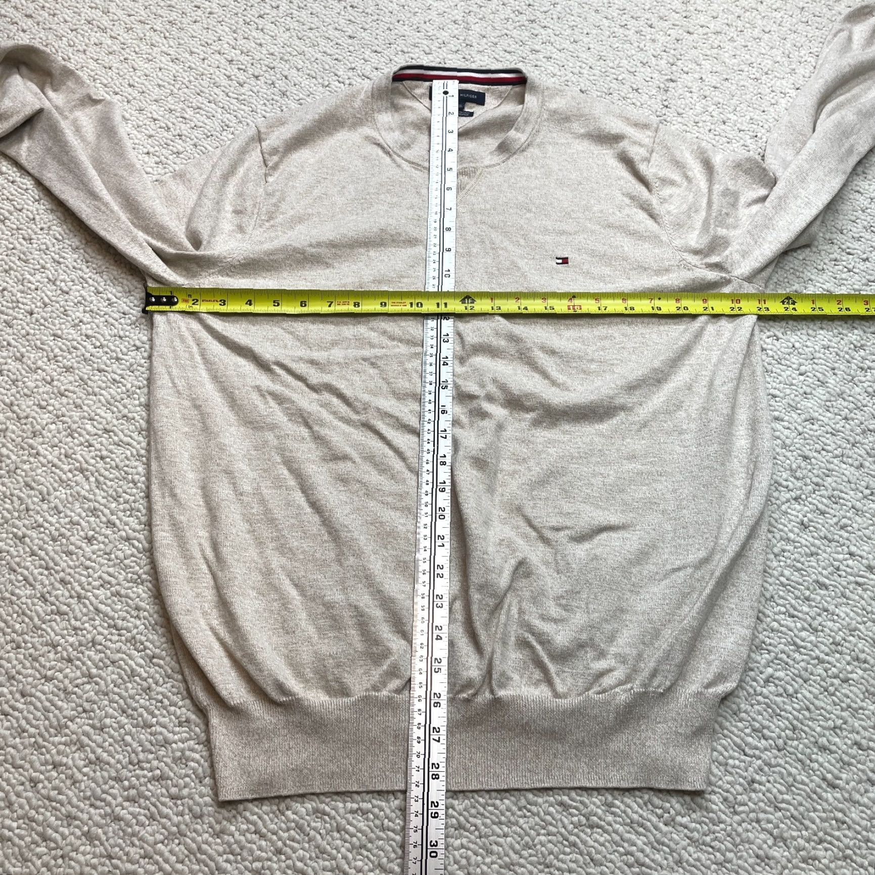 Tommy Hilfiger Tommy Hilfiger Premium Cotton Sweater XL Beige Pullover Logo Soft Crew Mens Size US XL / EU 56 / 4 - 4 Thumbnail