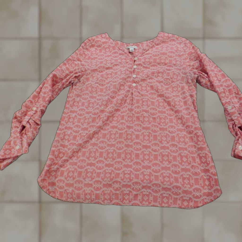 Croft & Barrow Croft & Barrow Womens Blouse M Pink Crew Neck Pullover Casual Long Sleeve Cotton Rayon Regular Size M / US 6-8 / IT 42-44 - 1 Thumbnail