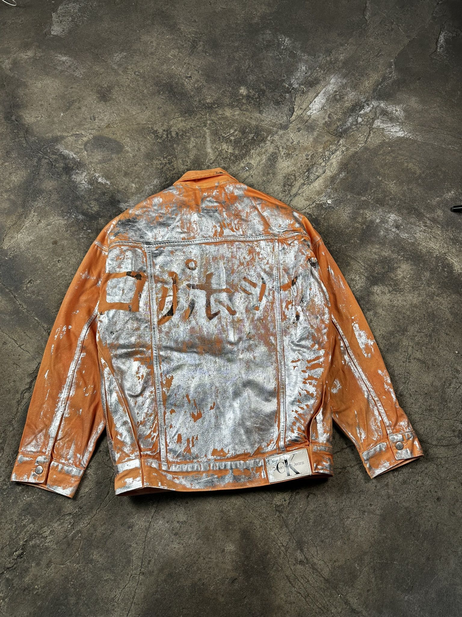 Calvin Klein Calvin Klein Waxed Denim Paint Trucker Jacket Size US L / EU 52-54 / 3 - 6 Thumbnail