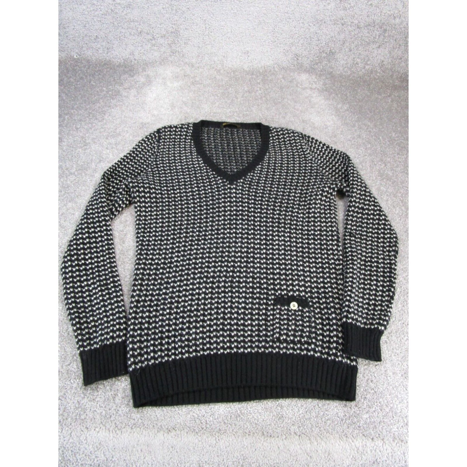 image of Loro Piana Sweater Womens 34 Black Cashmere Knit Pullover V Neck in White (Size 2XS)