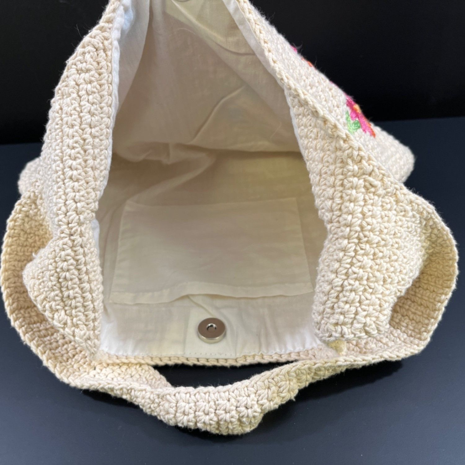 Other Vintage Women's Beige Floral Crochet Shoulder/Tote Bag SKU 5 Size ONE SIZE - 3 Thumbnail