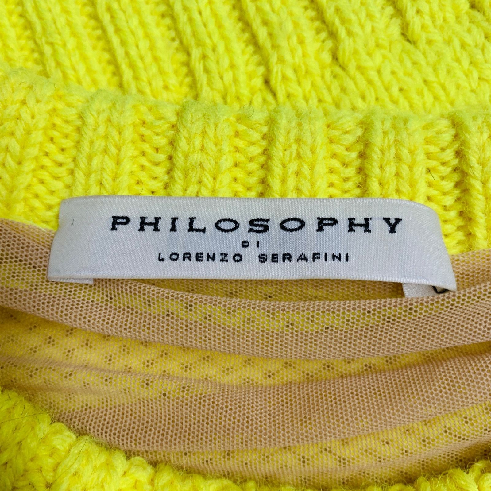 Philosophy di Lorenzo Serafini S Yellow Cable Knit Crew Neck Sweater Size S / US 4 / IT 40 - 4 Thumbnail