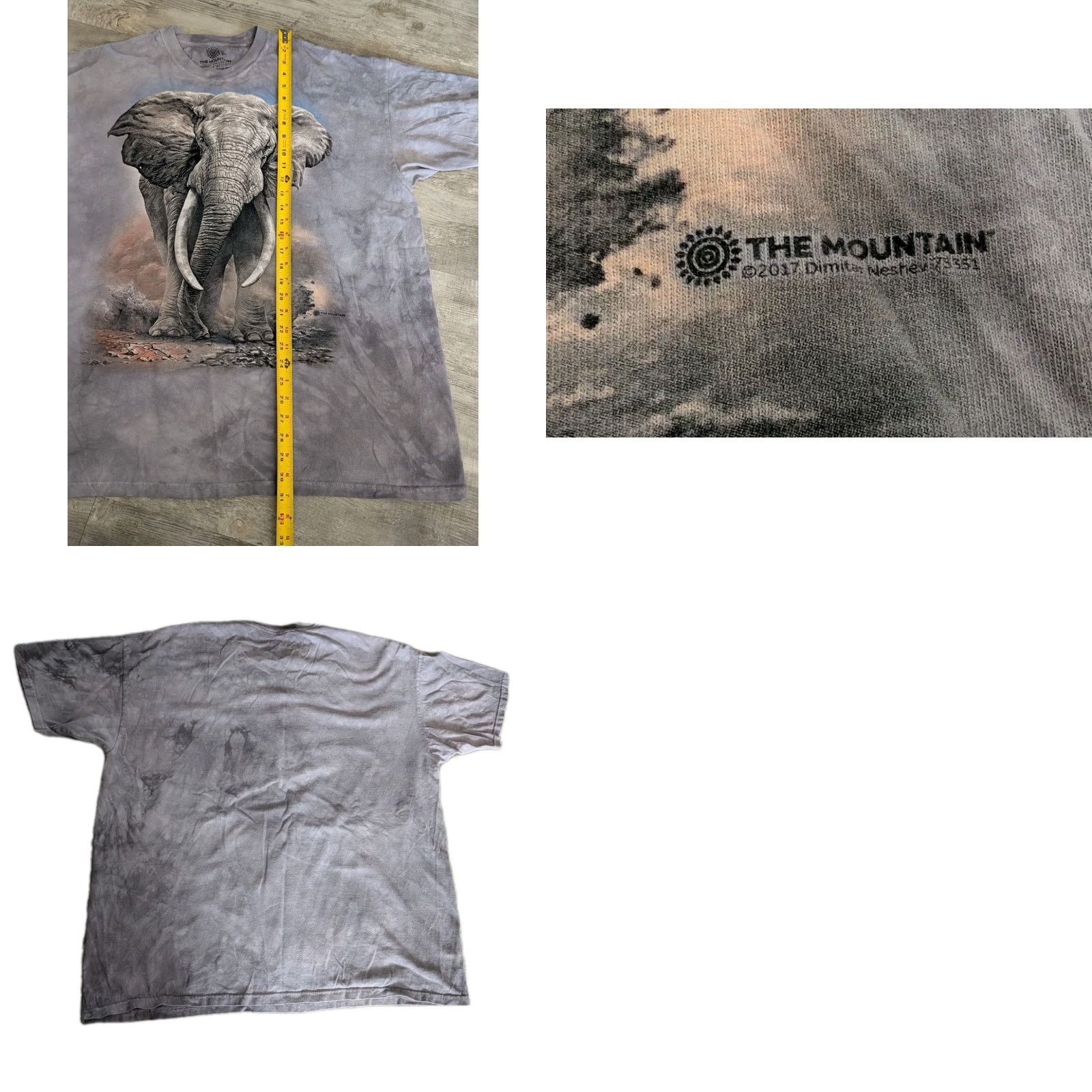 The Mountain The Mountain Shirt African Elephant Graphic Tie Dye Cotton Crew Neck Short Sleeve 3XL Gray Mens Size US XXL / EU 58 / 5 - 8 Thumbnail