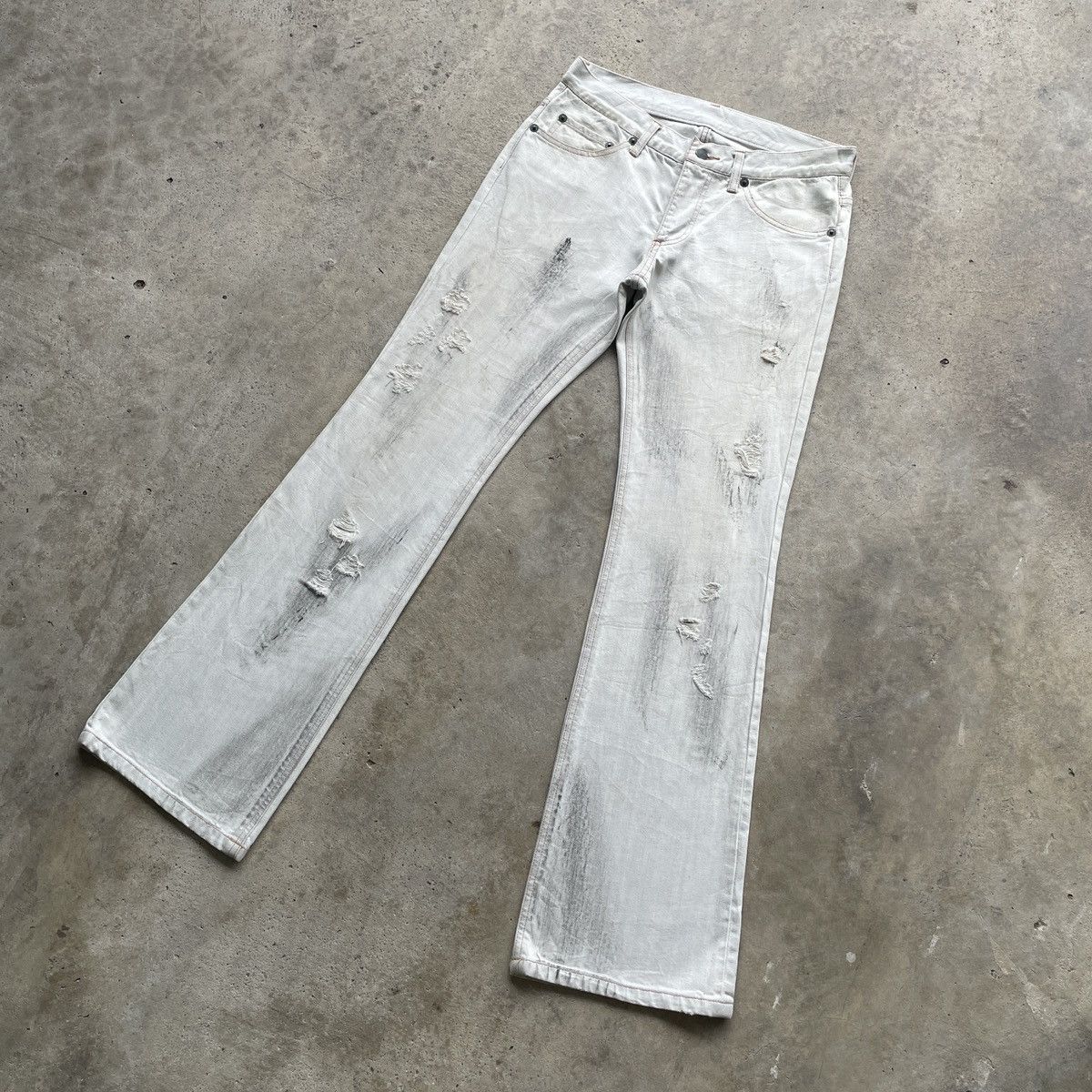 If Six Was Nine × Japanese Brand × Le Grande Bleu (L.G.B.) 291295=Homme Thrashed BOOTCUT Jeans FLARE Pants Denim W31 Size US 31 - 3 Thumbnail