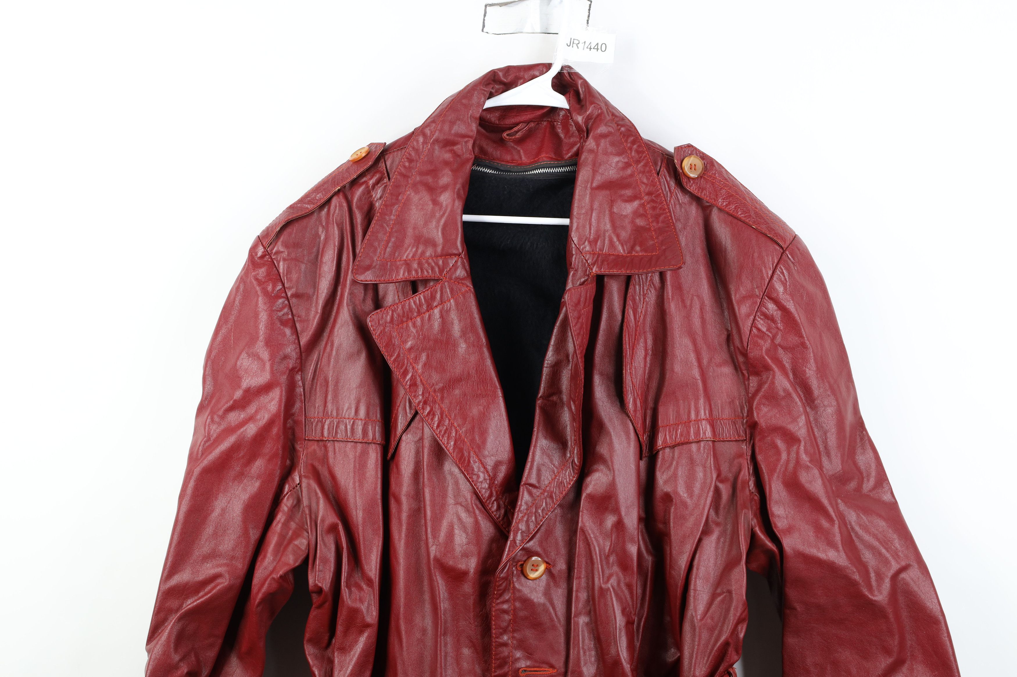 Vintage Vintage 70s Streetwear Lined Leather Trench Coat Jacket Size US XXL / EU 58 / 5 - 2 Thumbnail