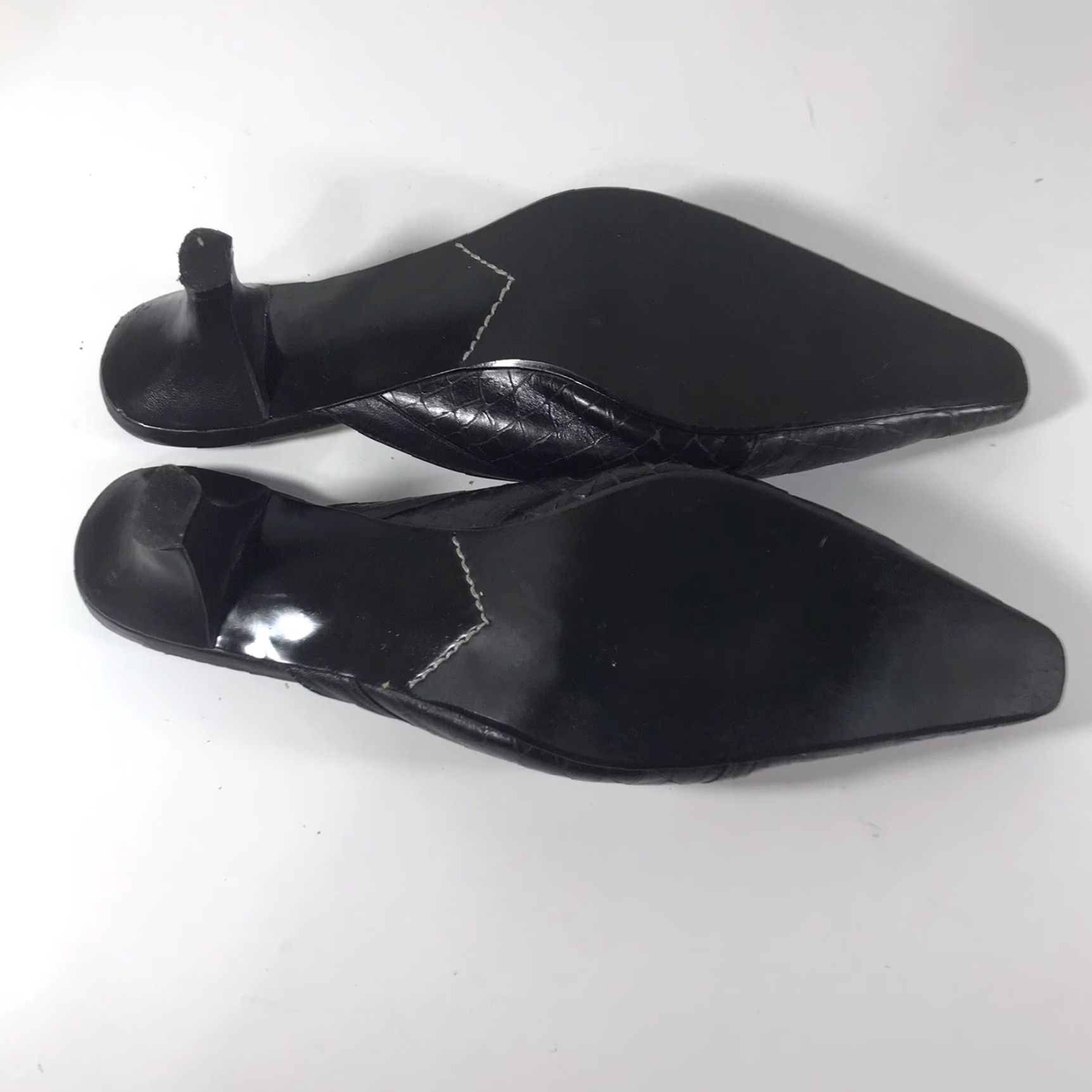 Vintage Andrew Geller Brown Leather Mules 2in Heel Womens Size 8.5 Mid Heel Pointed Toe Size US 8.5 / IT 38.5 - 5 Thumbnail