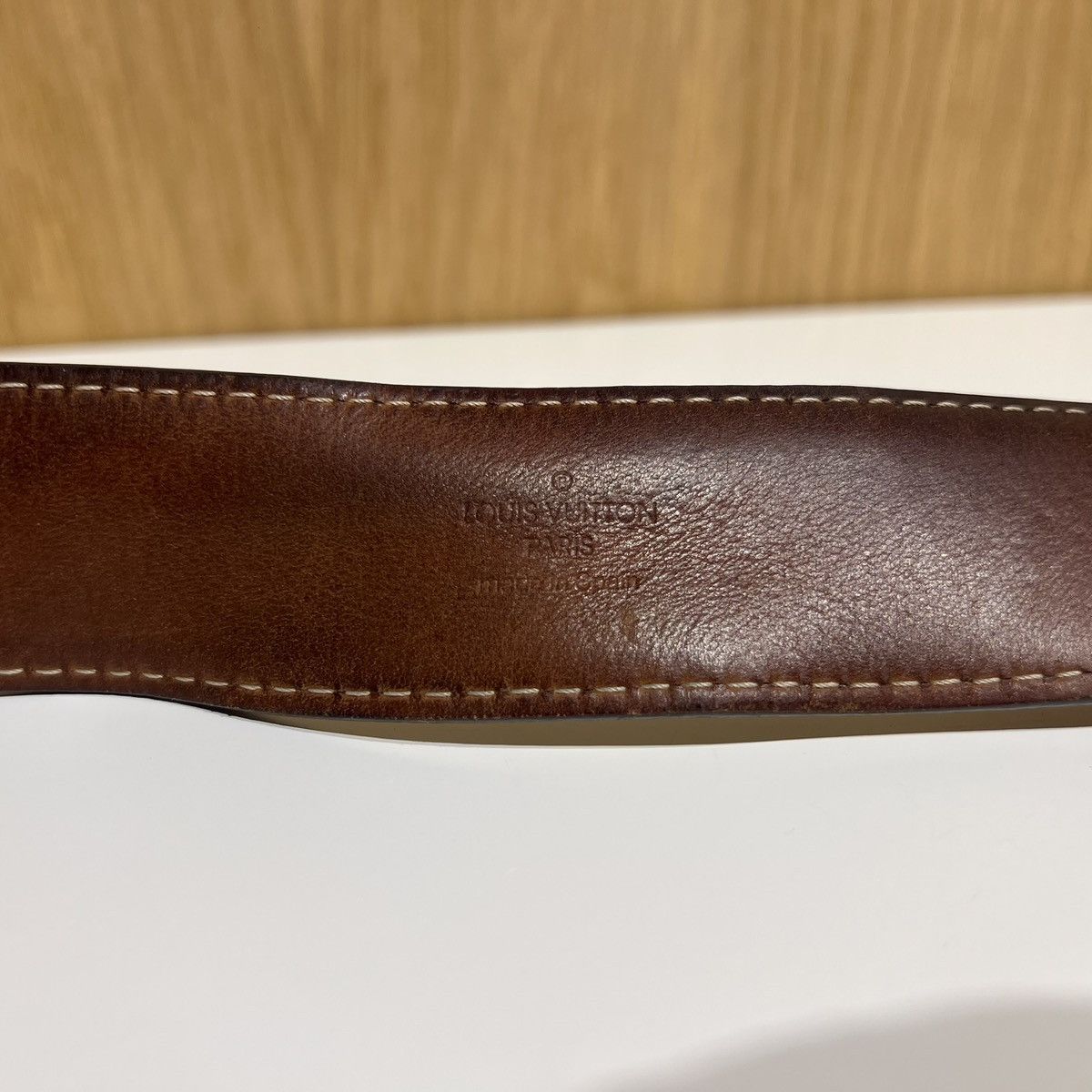 Louis Vuitton 🔹Louis Vuitton Inventeur Metal Buckle Leather Belt Size 36 - 3 Thumbnail