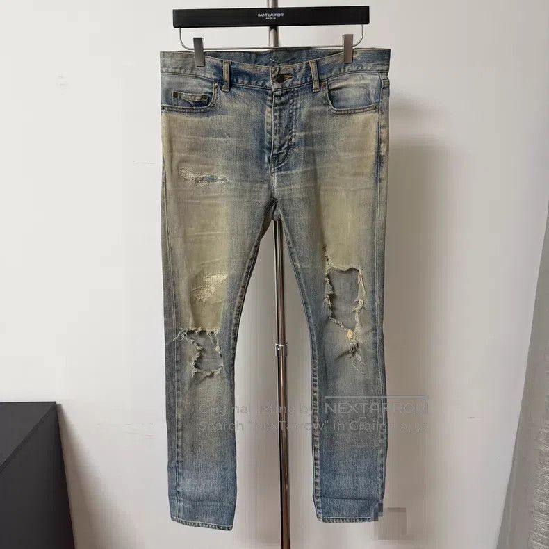 Saint Laurent Paris Cut and Sew Destroyed Denim Jeans i