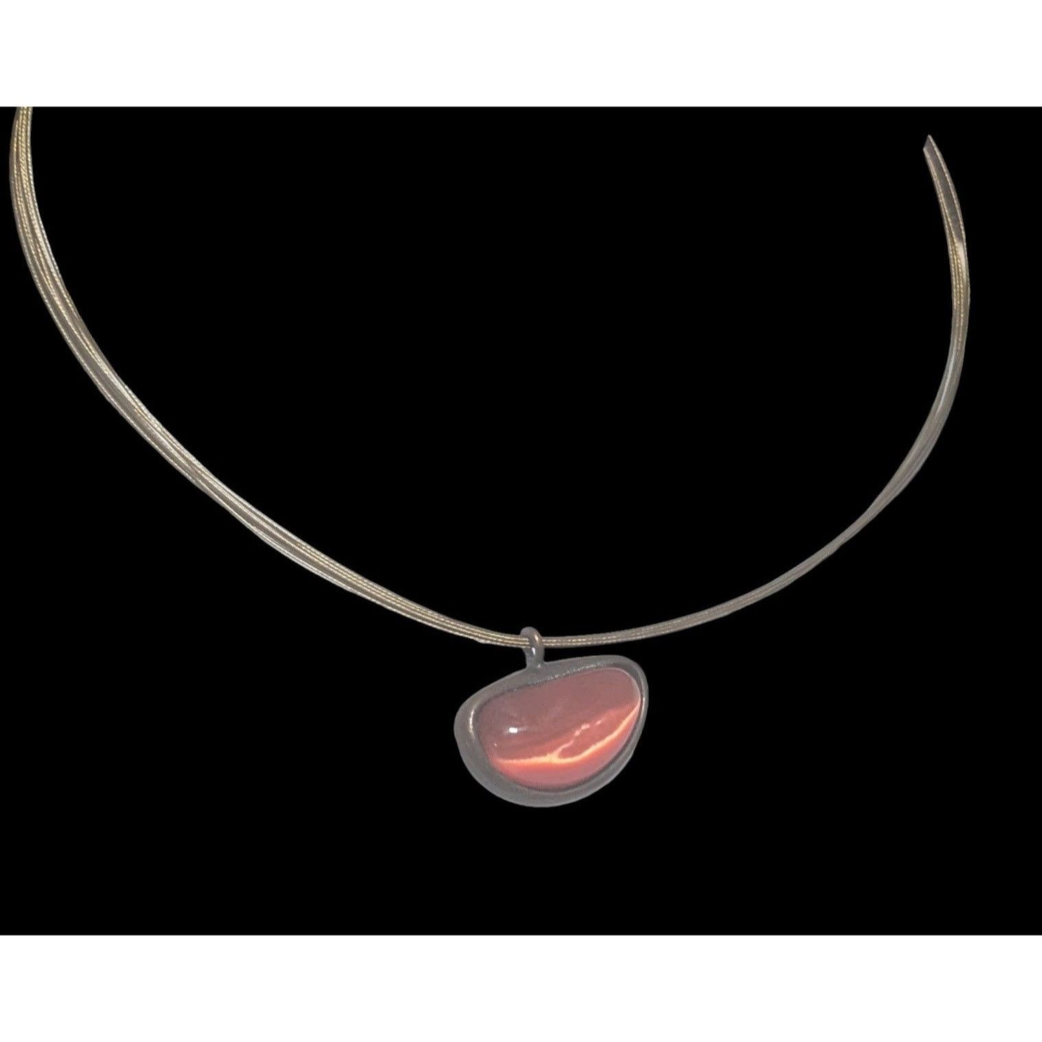 Other Orange Glass Abstract Cateye Pendant Necklace Size ONE SIZE - 4 Thumbnail