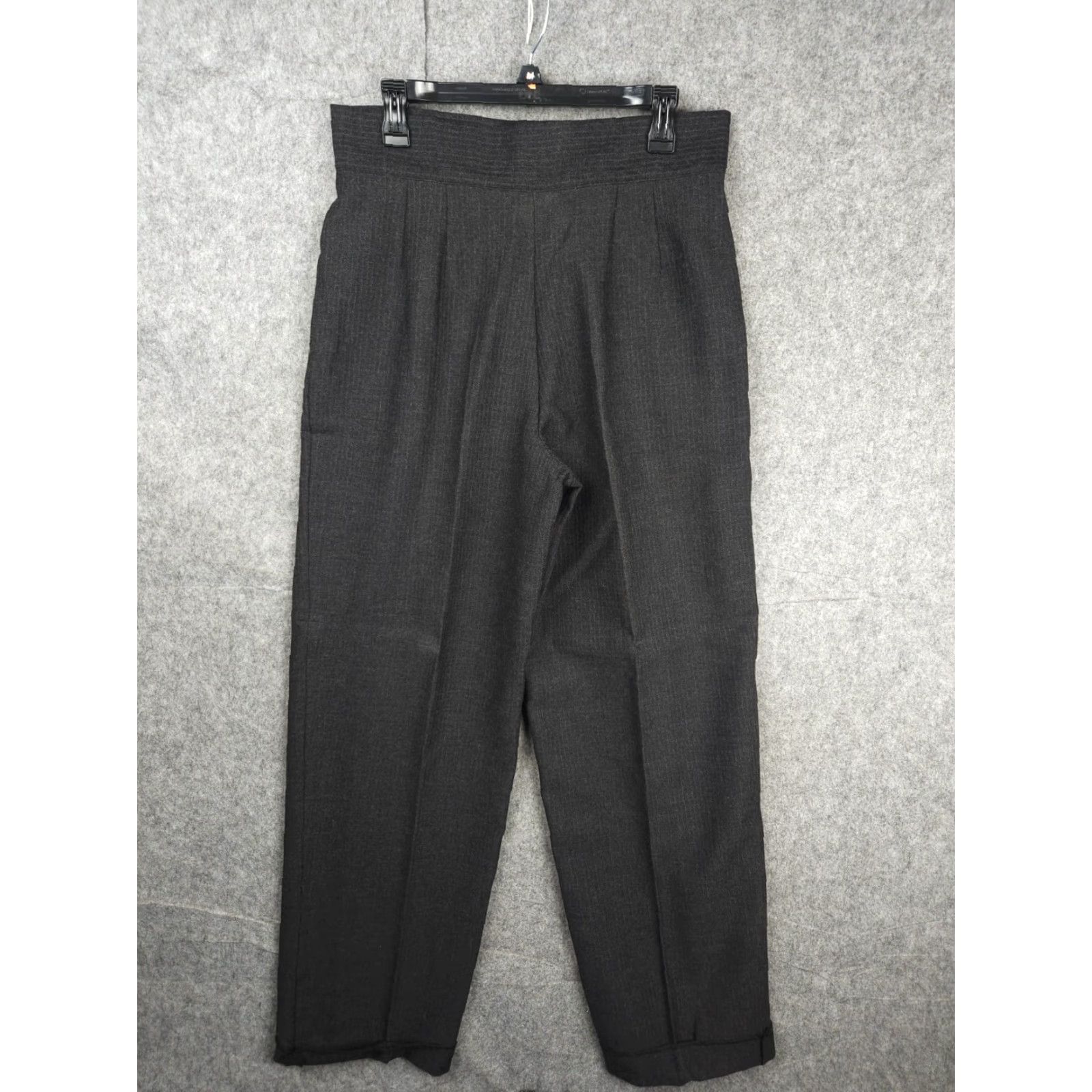 Claude Montana CLAUDE MONTANA Pants Women's 14 Gray Wool Blend High Rise Made Italy Straight Leg, Dress Pants, Vintage, 31" W Size 36" / US 14 / IT 50 - 2 Thumbnail