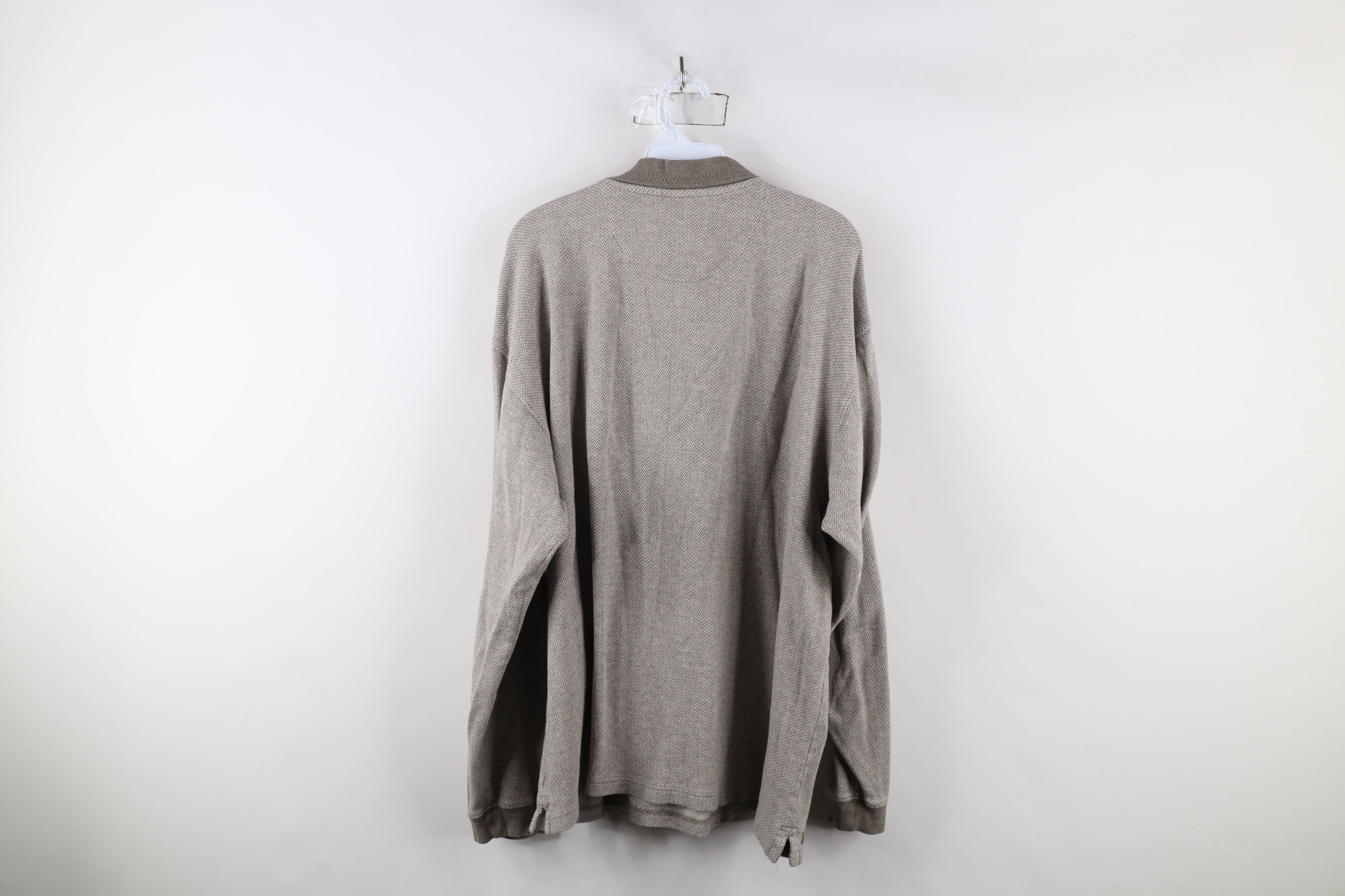 Ralph Lauren × Vintage Vintage 90s Chaps Ralph Lauren Herringbone Long Sleeve Polo Size US XL / EU 56 / 4 - 12 Thumbnail
