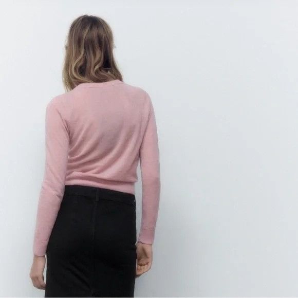 Zara Zara Wool Blend V-Neck Sweater Pale Pink Size S / US 4 / IT 40 - 5 Thumbnail