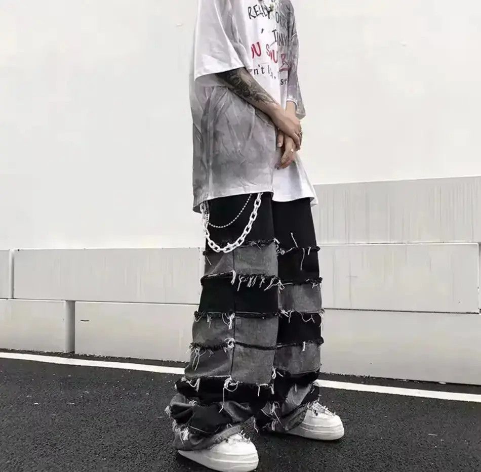 Japanese Brand Grunge Clothes Ripped Jeans Men Streetwear Casual Size US 34 / EU 50 - 1 Thumbnail