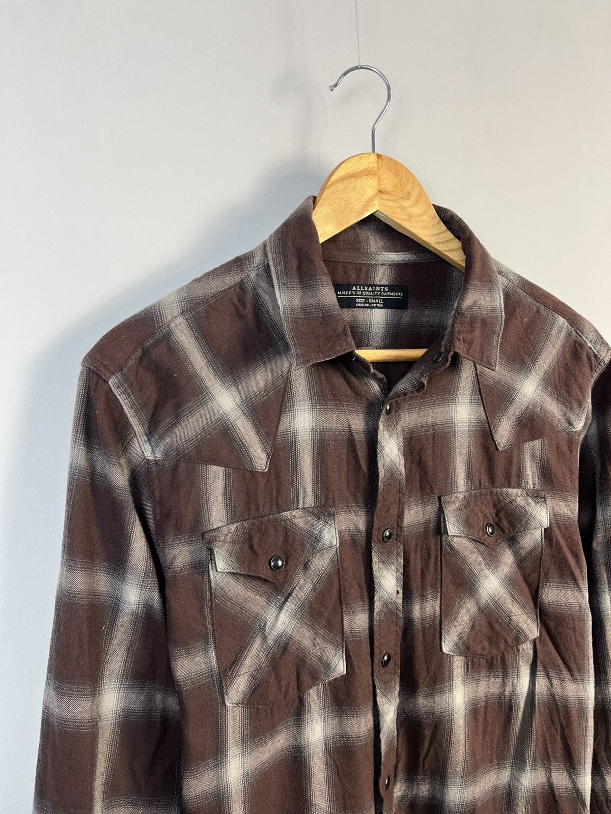 Allsaints All Saints Cotton Plaid Long Sleeve Shirt Size US S / EU 44-46 / 1 - 2 Thumbnail