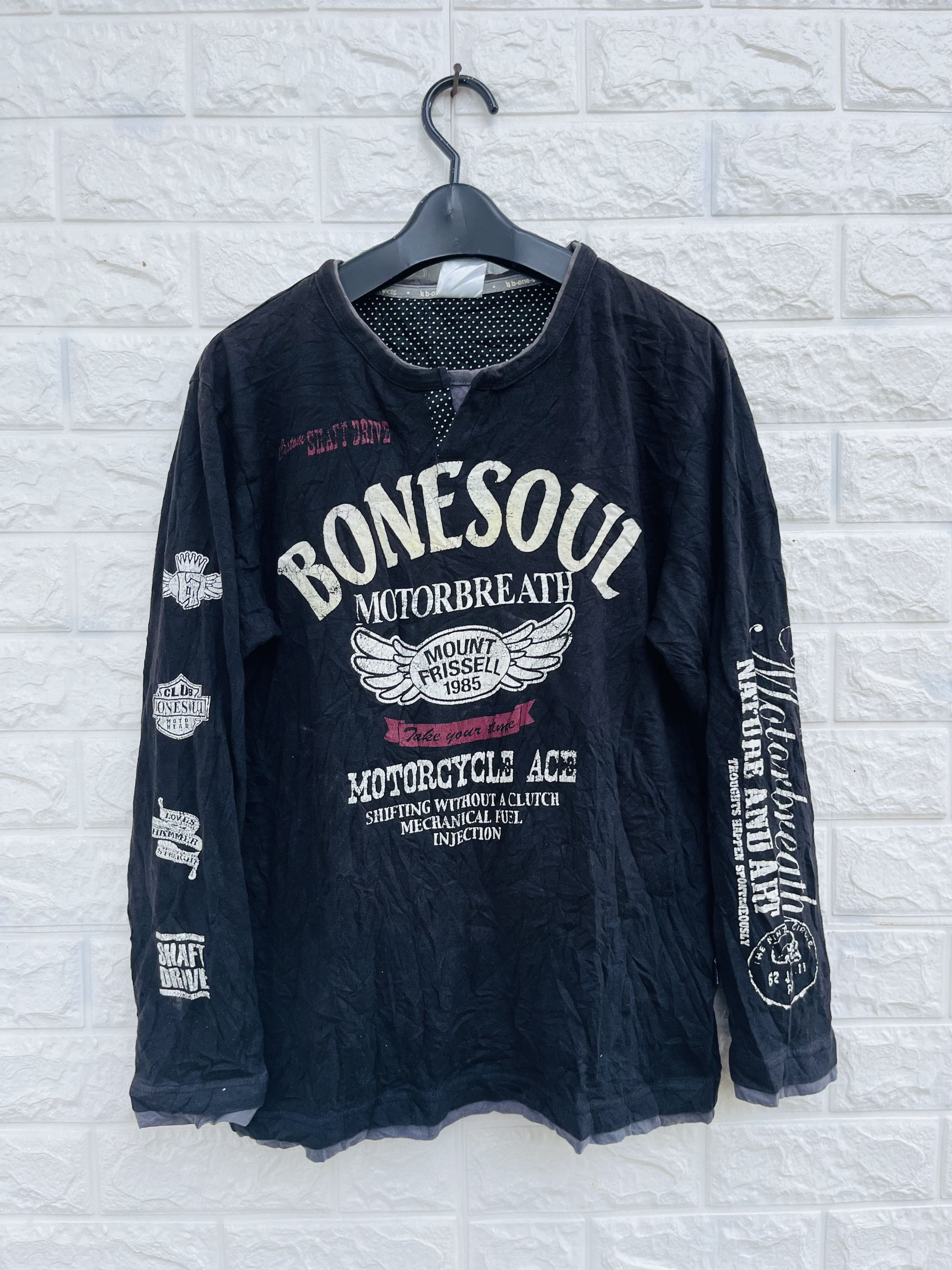 image of Vintage B One Soul Motorcycle Fashion Style Shirt in Faded Black, Men's (Size Medium)