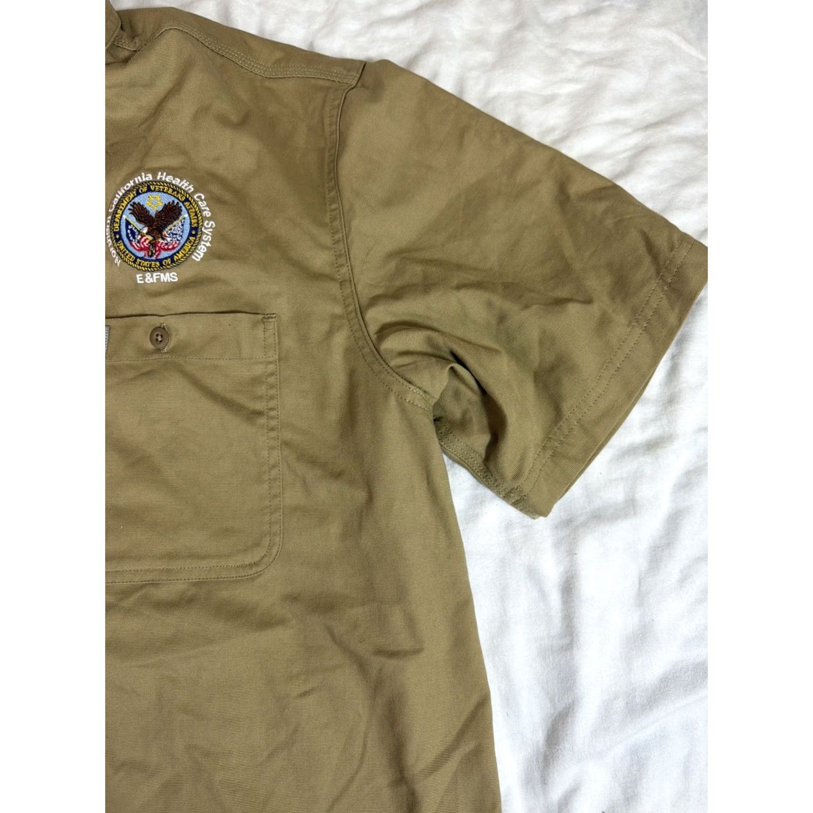 Carhartt Carhartt Shirt Mens XXL Beige Button-Up Embroidered Rugged 106688 Short Sleeve Solid Canvas Pocket Zipper Breathing Easy Care Size US XXL / EU 58 / 5 - 6 Thumbnail
