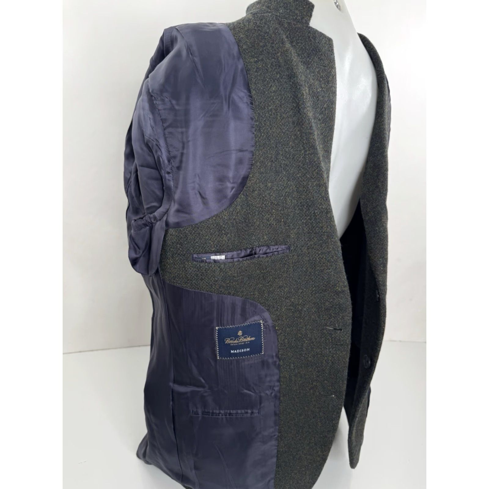 Brooks Brothers BROOKS BROTHERS Blazer Jacket Tweed Wool 44 R Green Purple Gold Men Size 44 Blazer Tweed Wool Vintage: No Size 44R - 7 Thumbnail